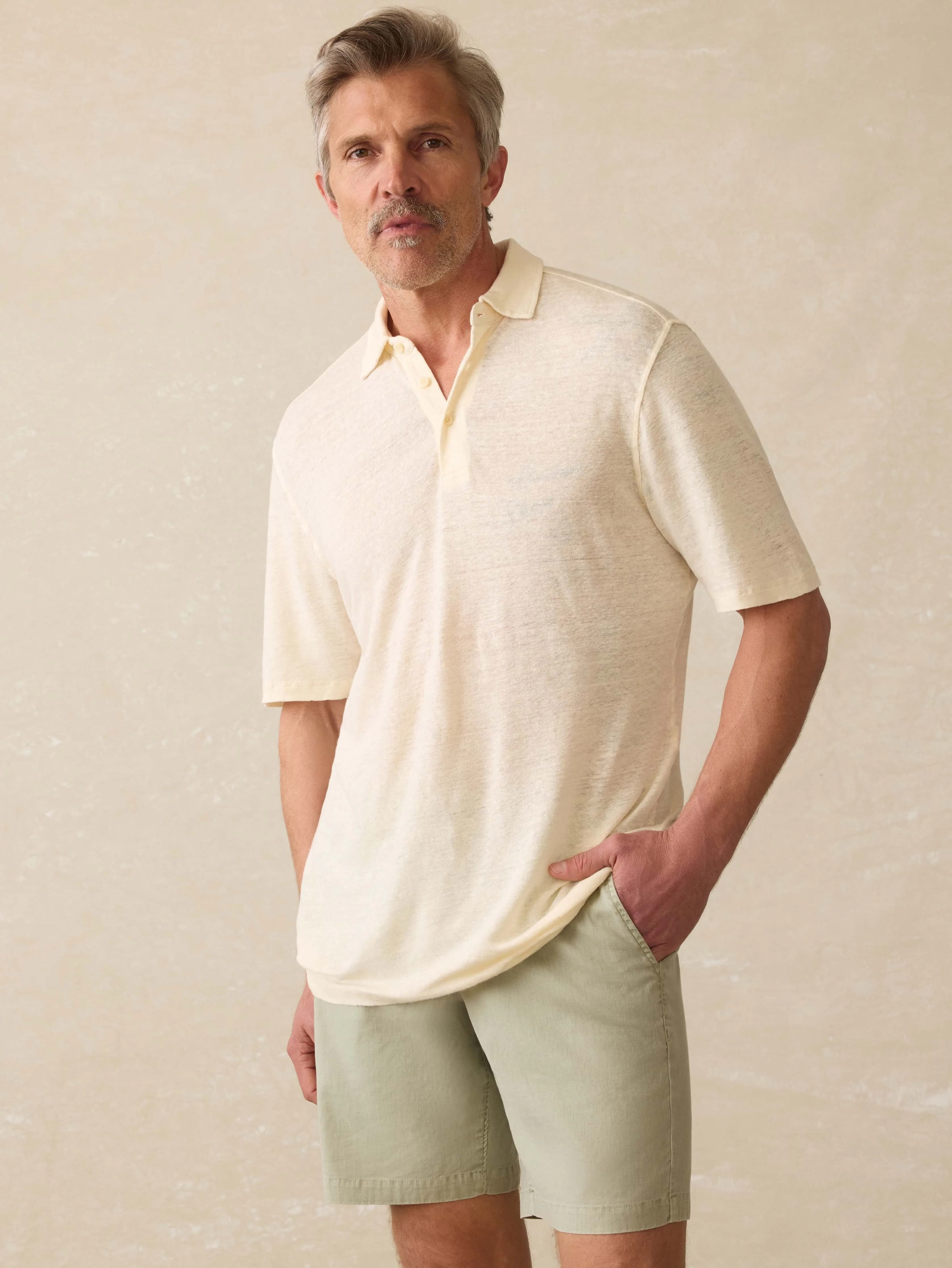 Short-Sleeve Linen Polo