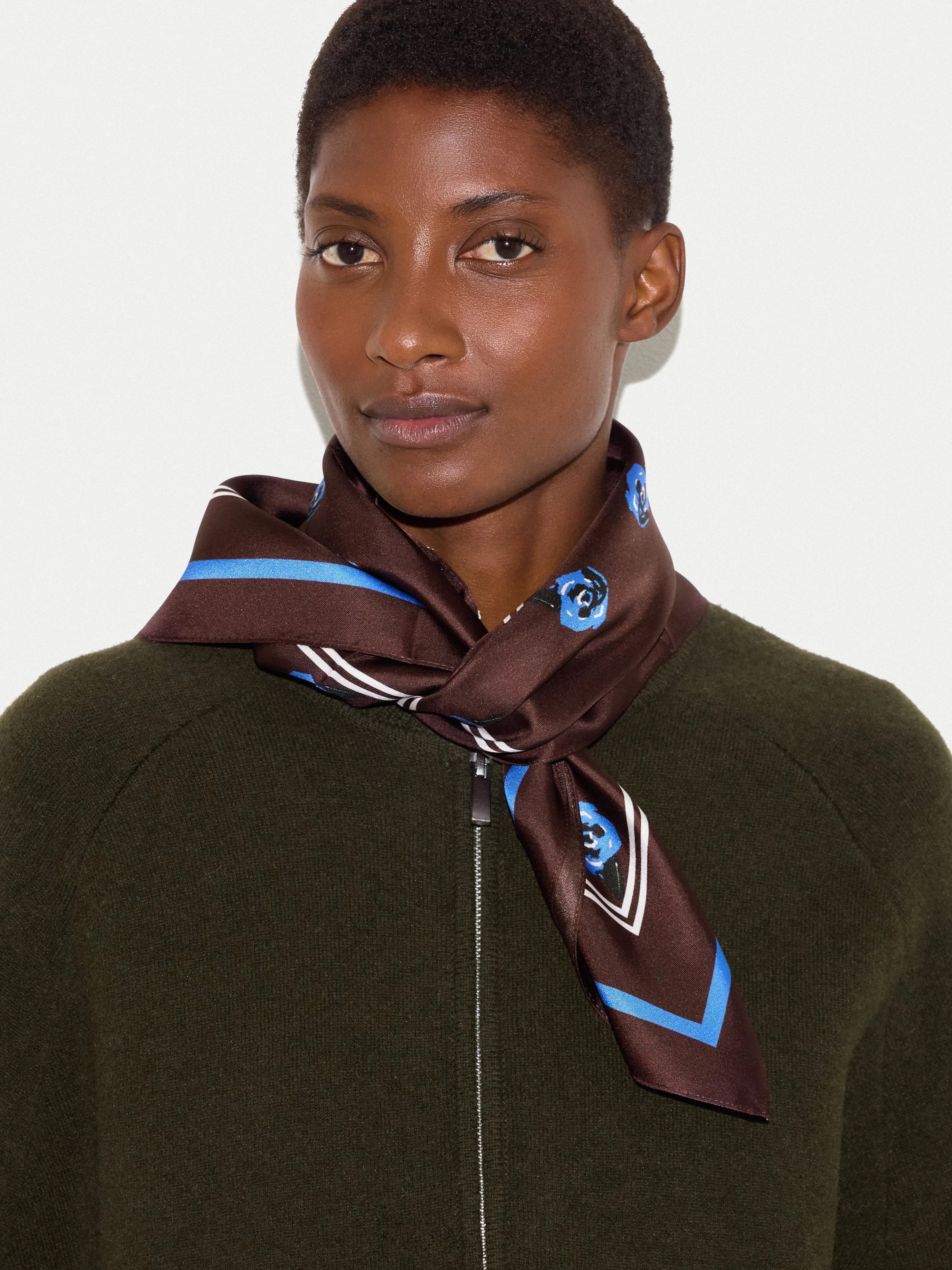 Mini Geo Rose Silk Twill Scarf