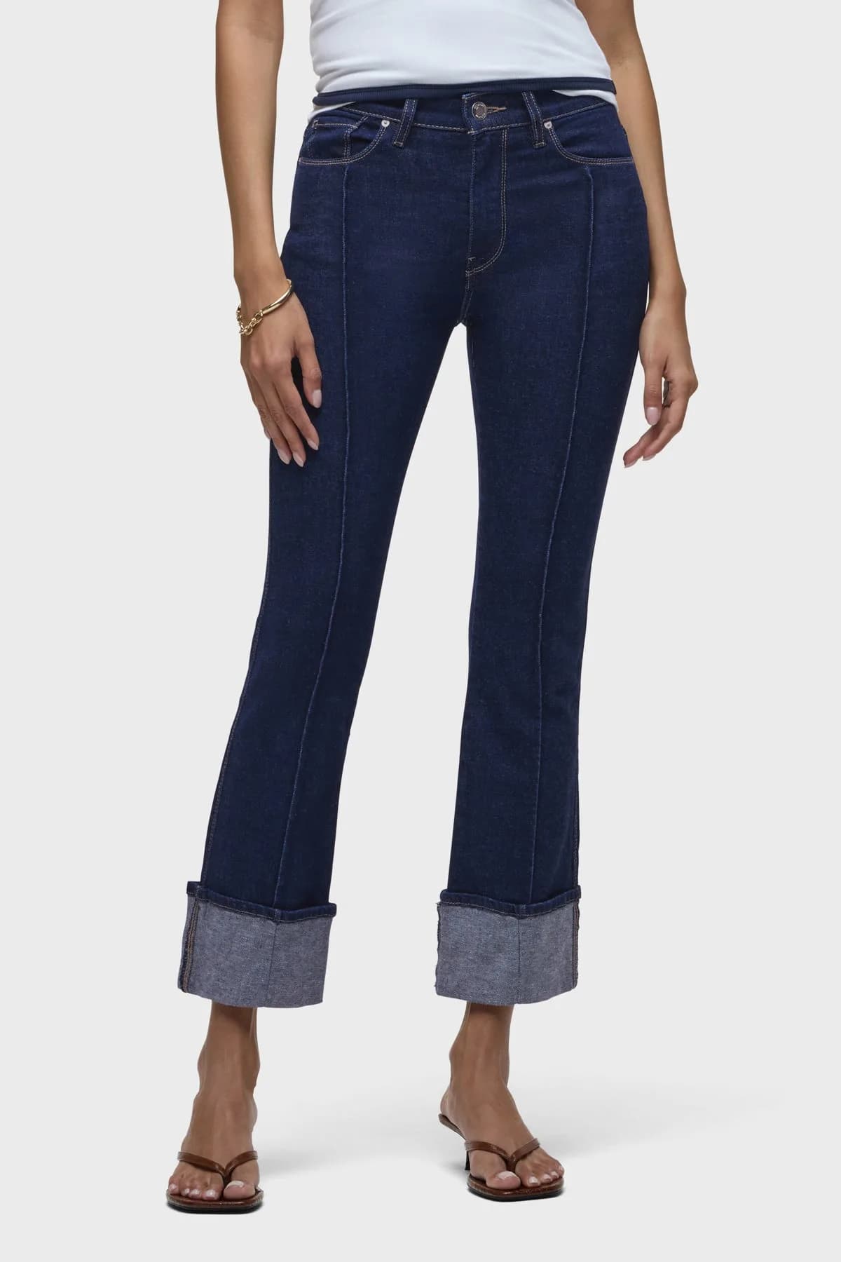 Barbara Pintucked Cuffed Bootcut Crop