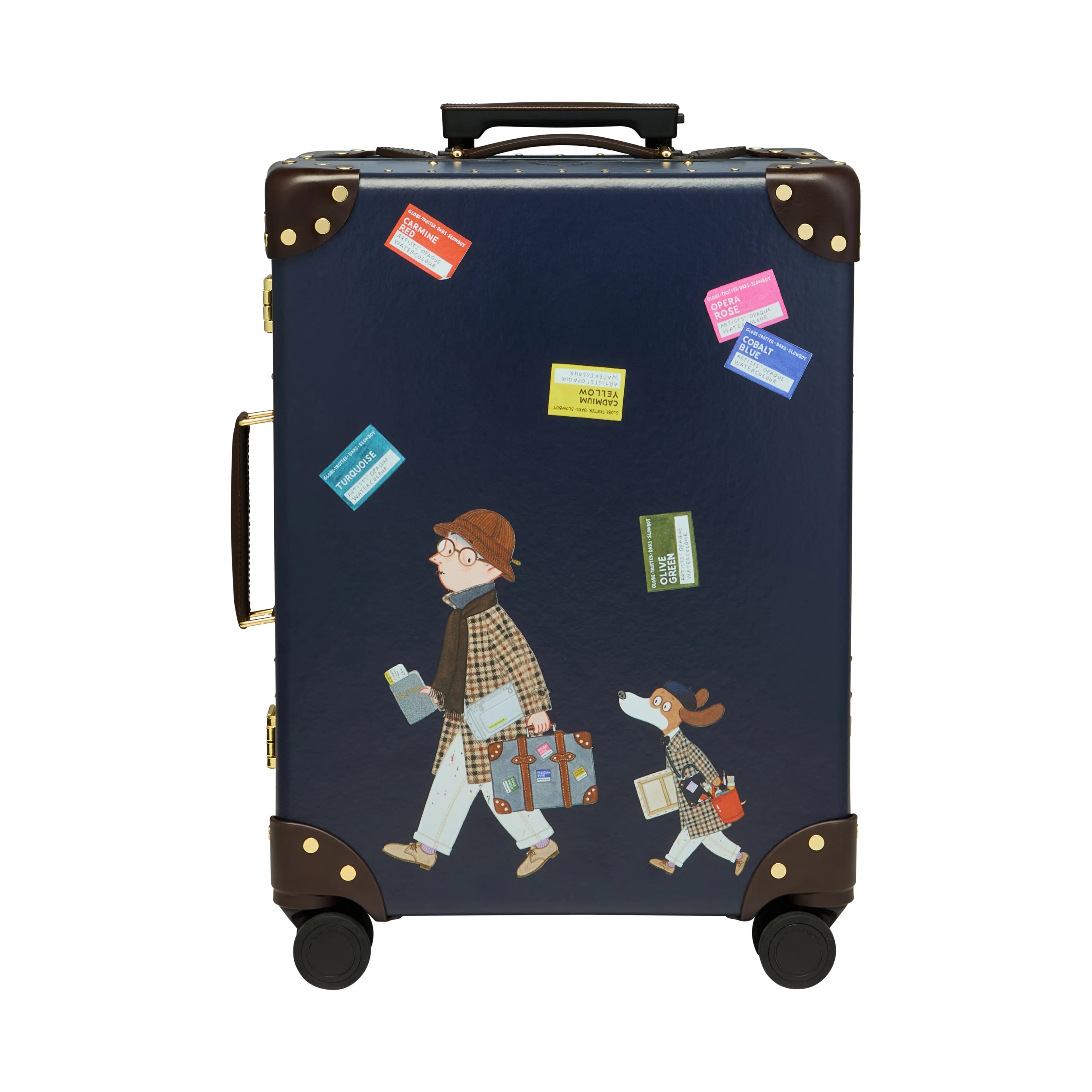 DAKS X GLOBE TROTTER X MR SLOWBOY COLLABORATION 4 WHEEL CARRY-ON CASE - NAVY