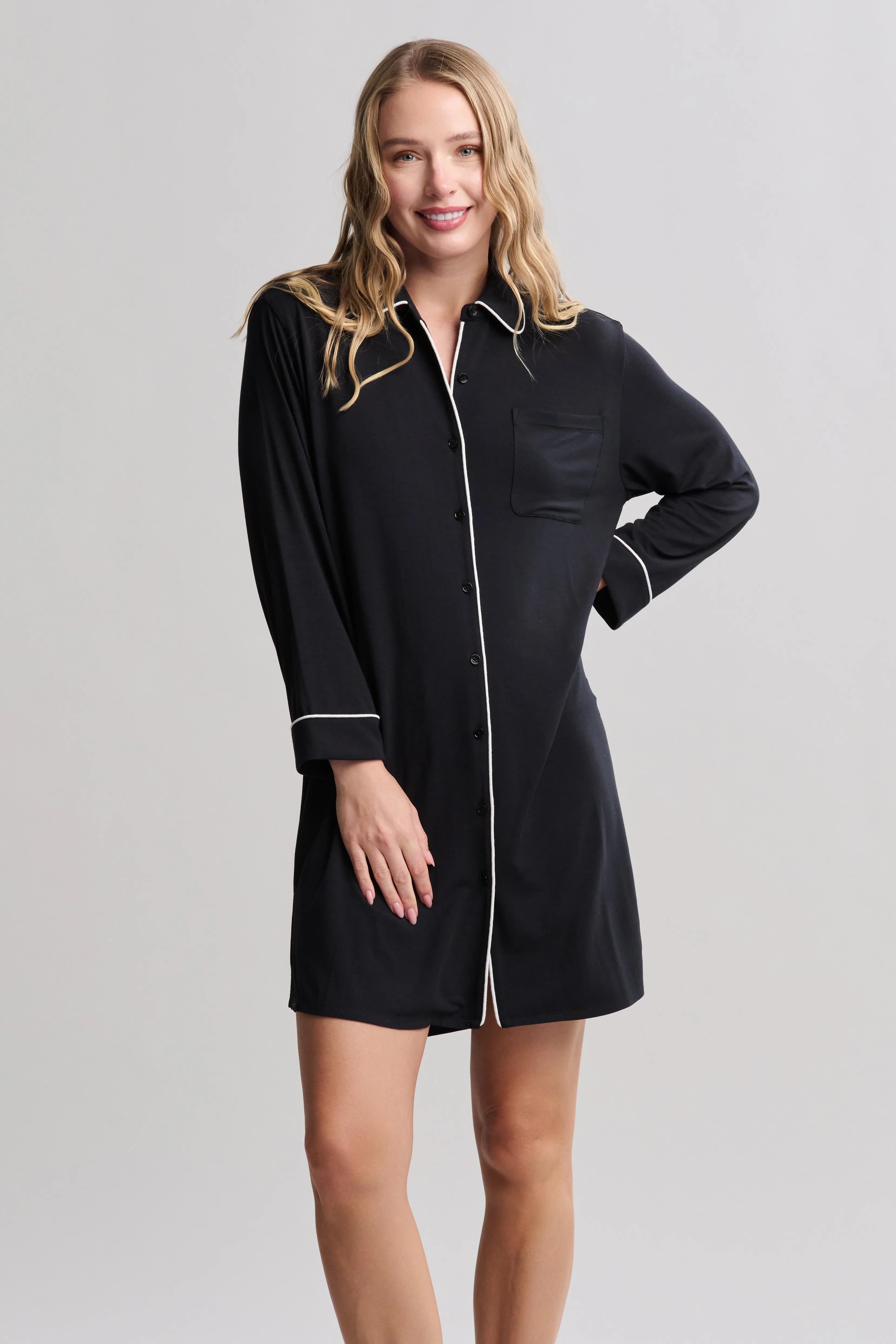 Luxe Milk Jersey® Sleep Shirt with Piping