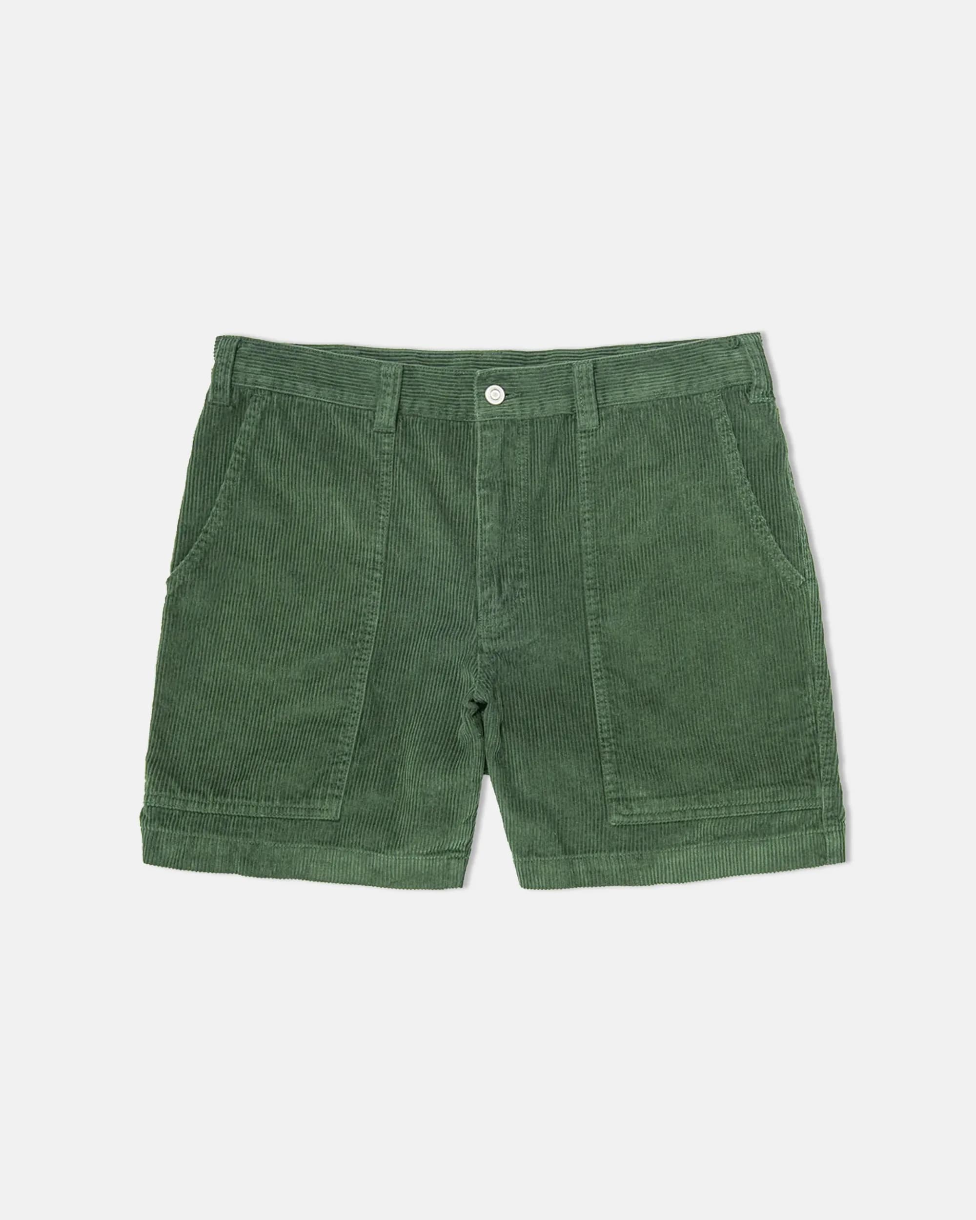 Green Corduroy Shorts - Trim Fit