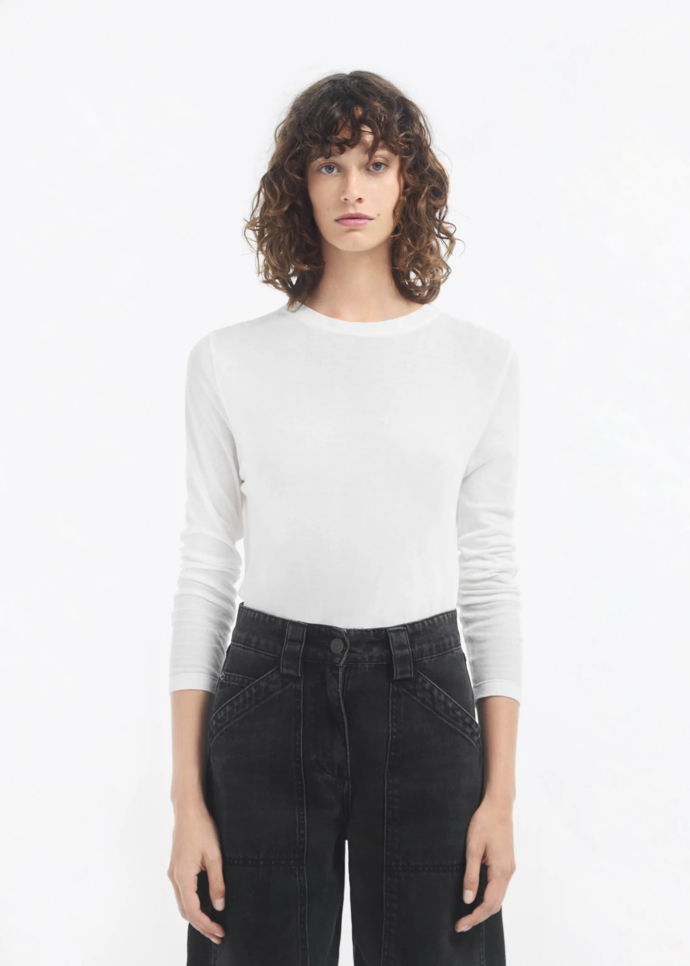 Crewneck Long Sleeve in Cotton Jersey - Ivory