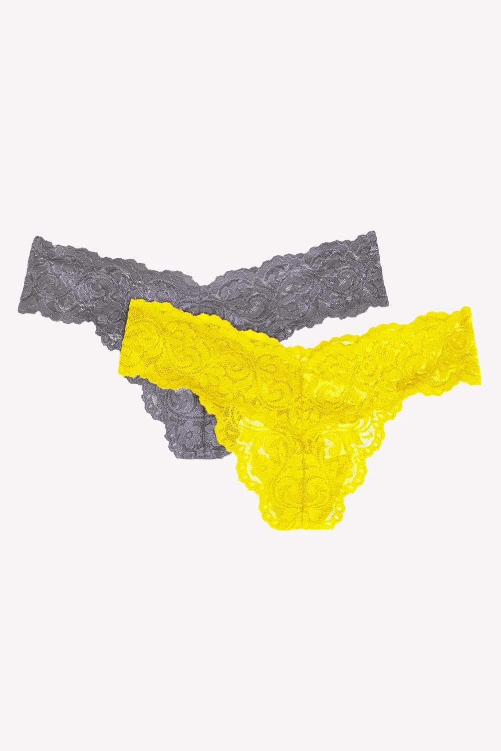 Signature Lace Thong Panty 2 Pack | Cabana Banana/Anthracite