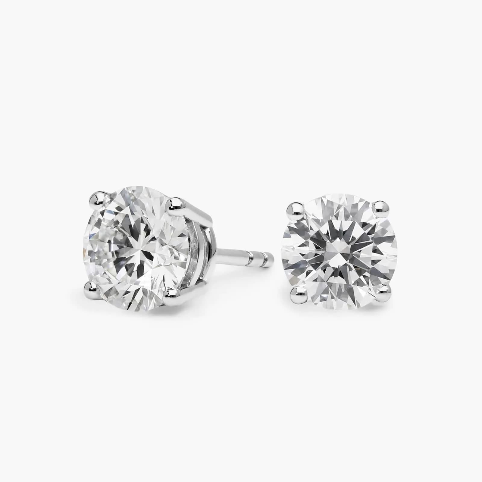 Diamond Stud Earrings with 1.75 CTW Round Cut Lab-Grown Diamonds in 14K White Gold