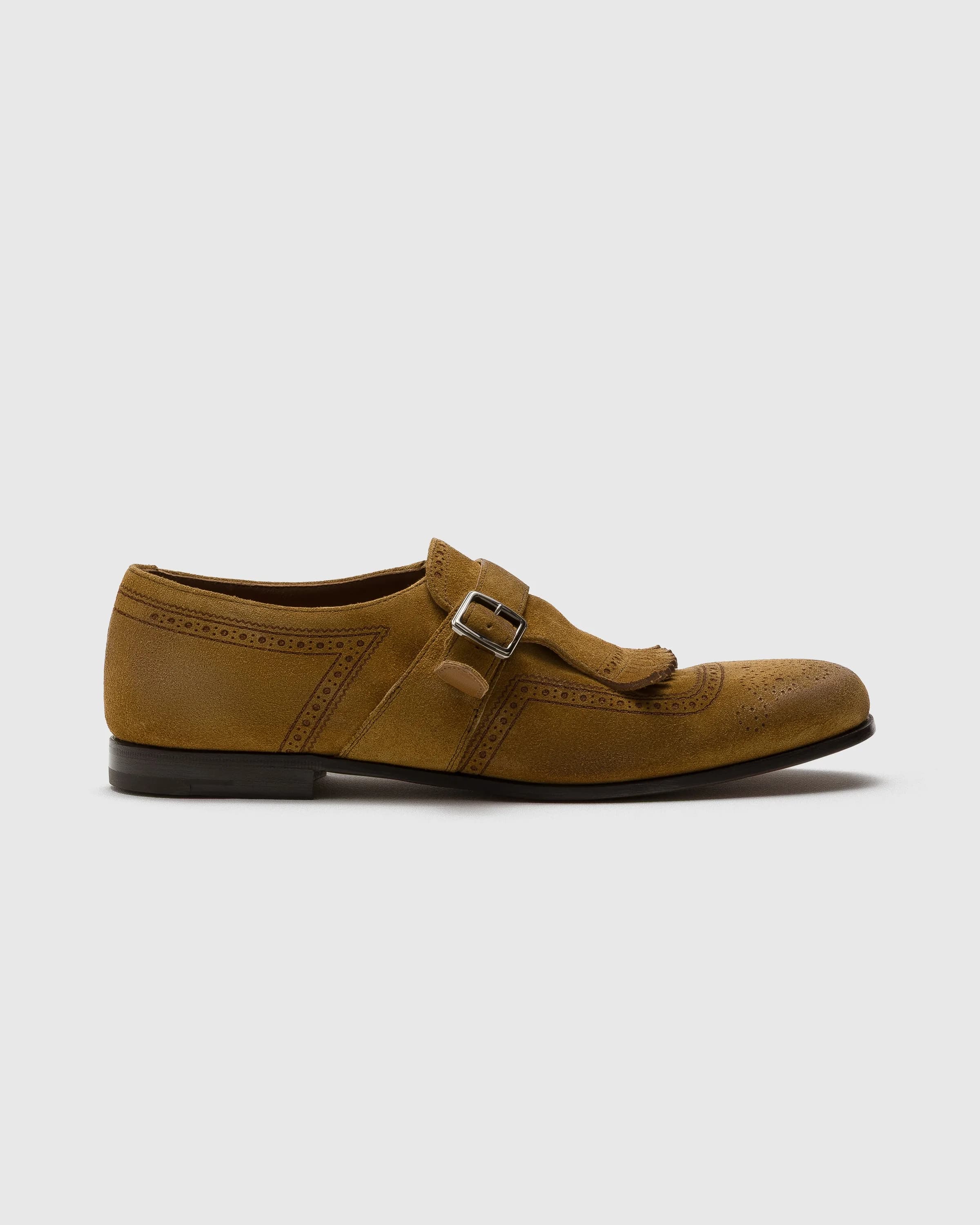 Antiqued Suede Monk Strap