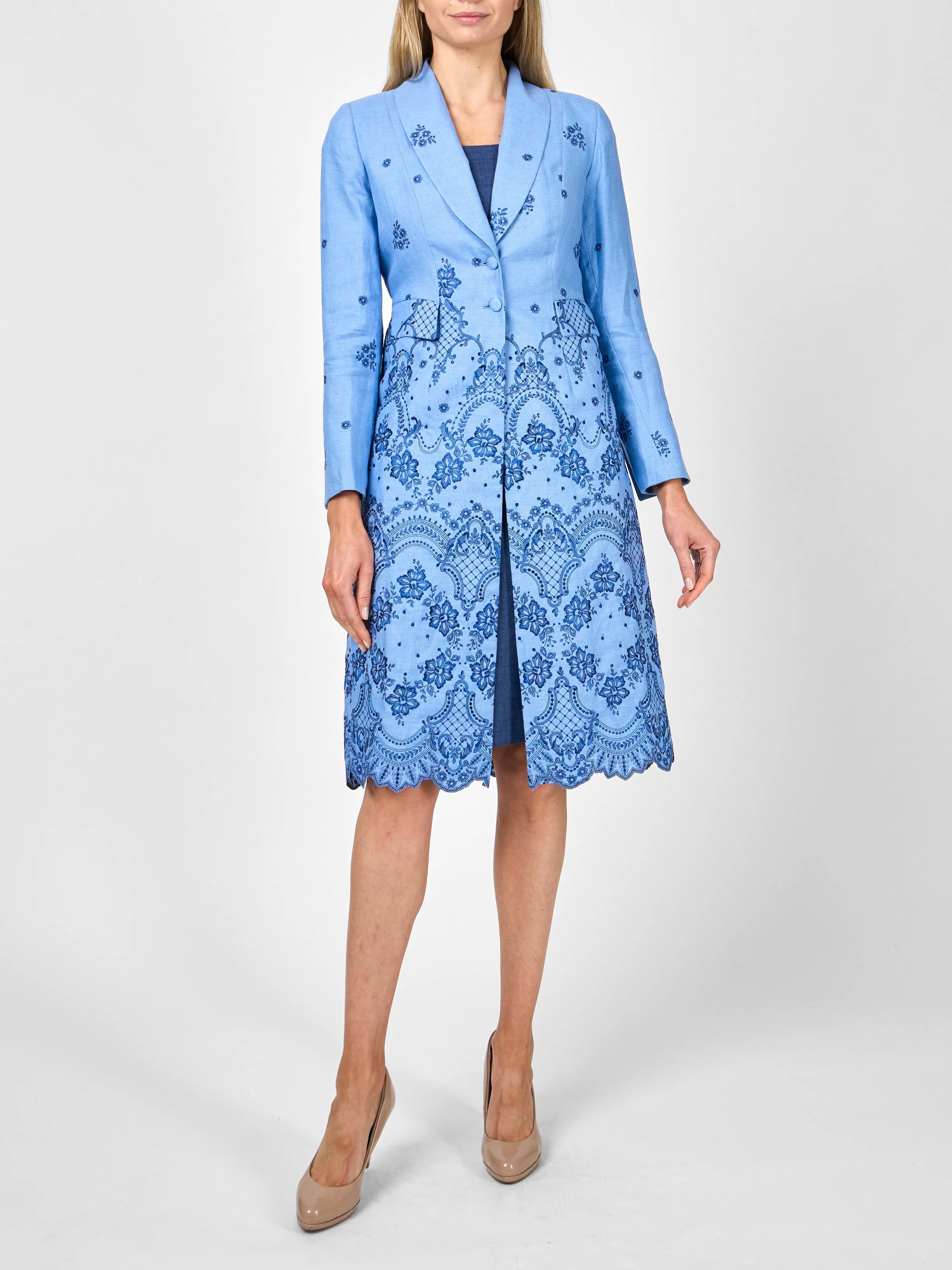 Shawl Collar Eton Coat Pale Blue