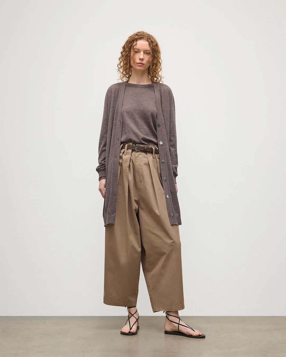 Light Brown Long Superfine Cashmere Cardigan