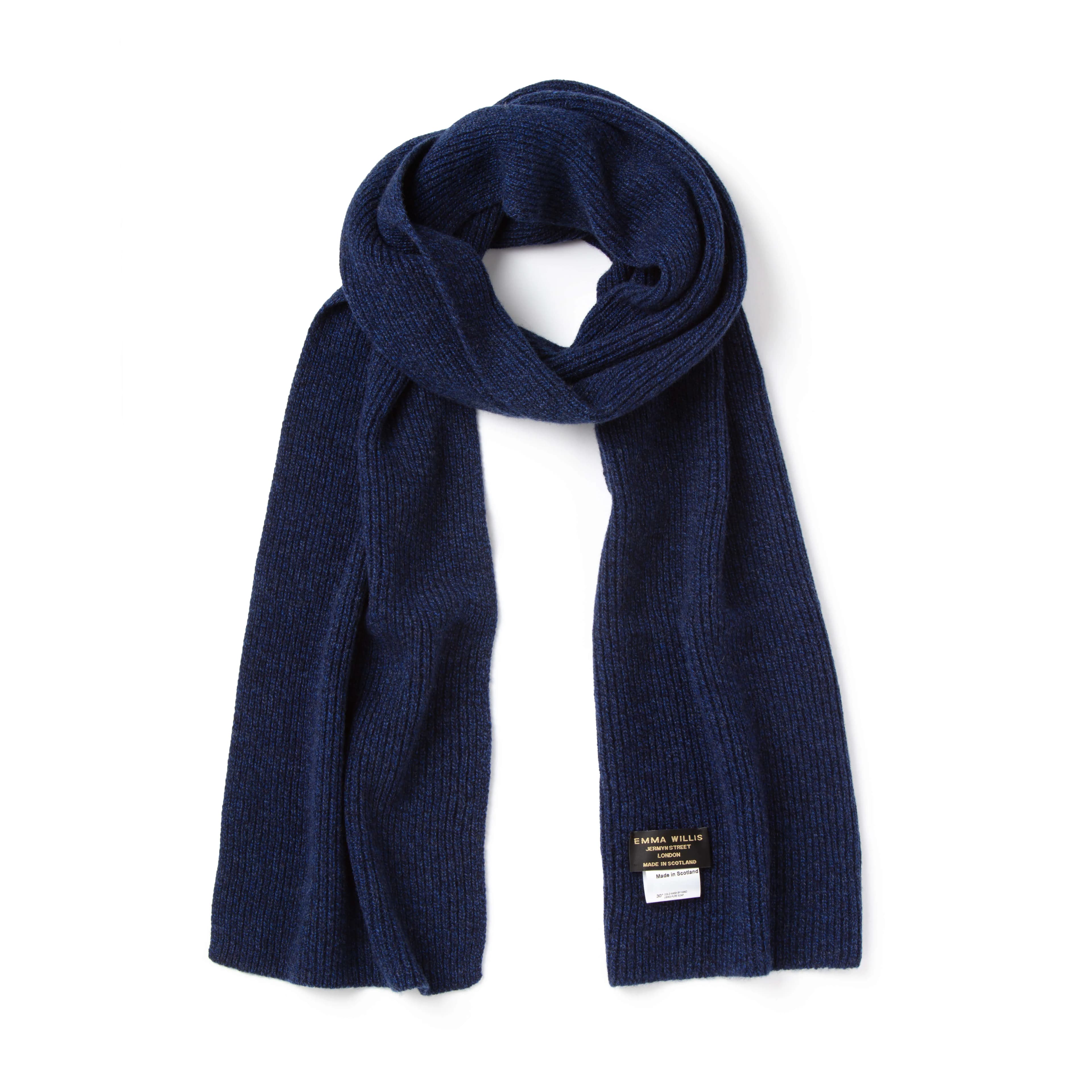Sapphire Ribbed Cashmere Scarf