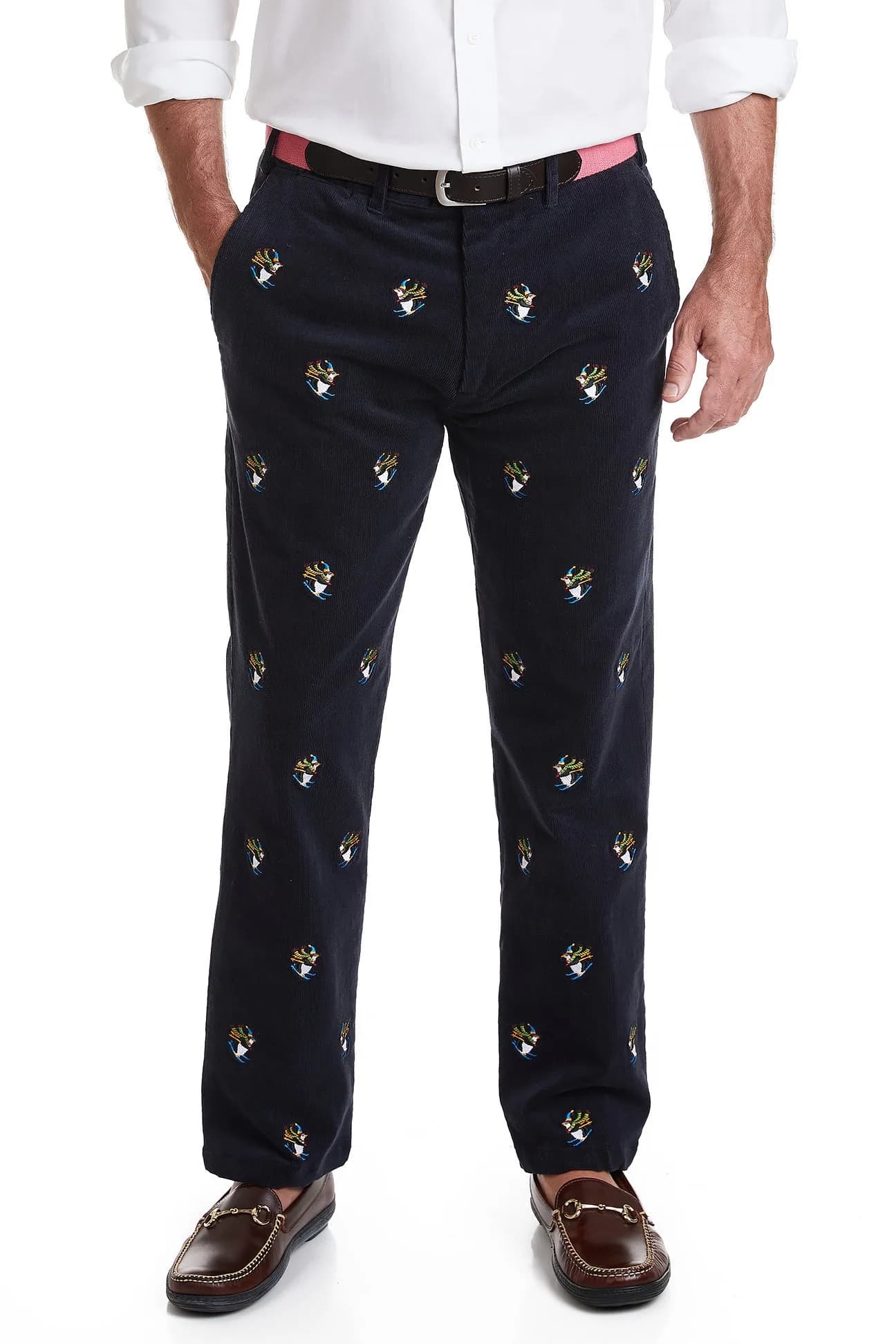 Beachcomber Corduroy Pant Nantucket Navy with Downhill Penguin