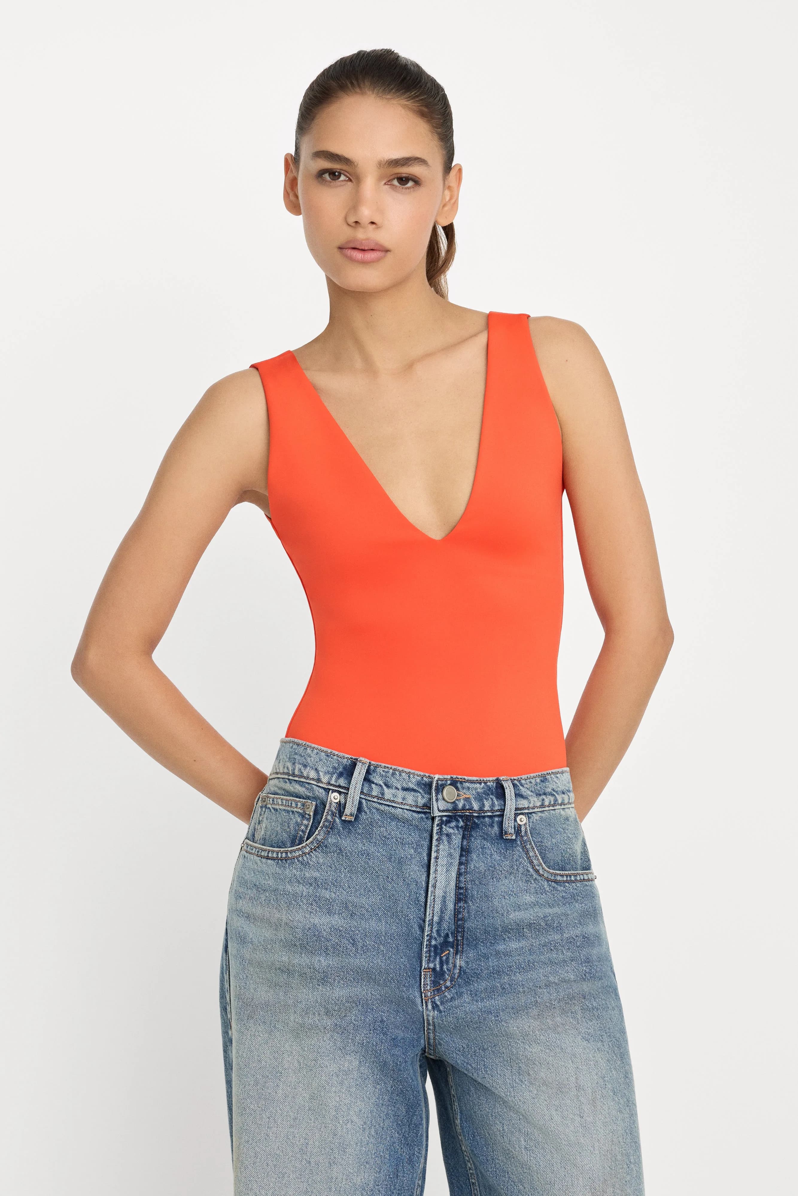 Sculpting Deep V Bodysuit | Bright Citrus