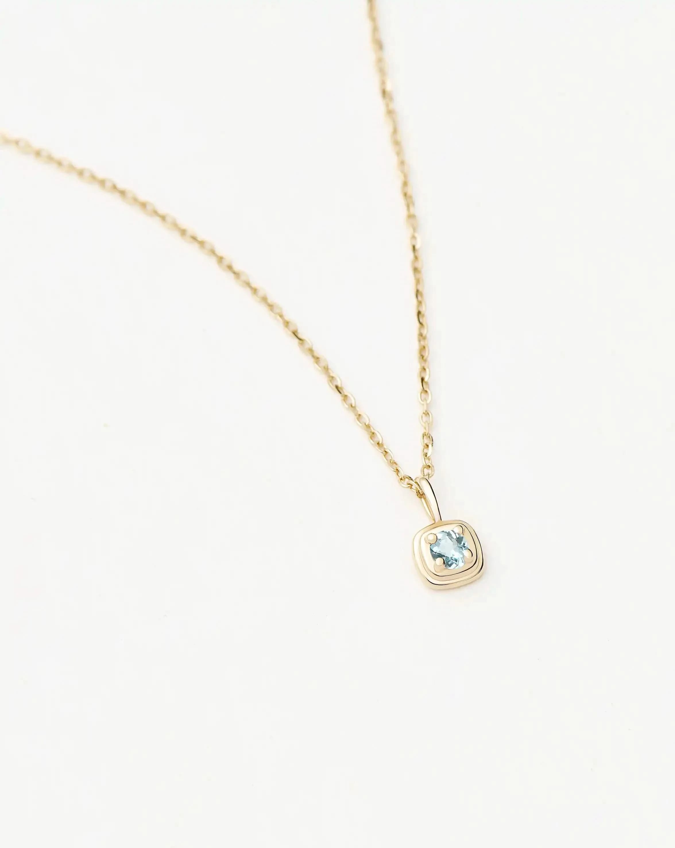 Fine March Birthstone Pendant Necklace | 14ct Solid Gold/Aquamarine