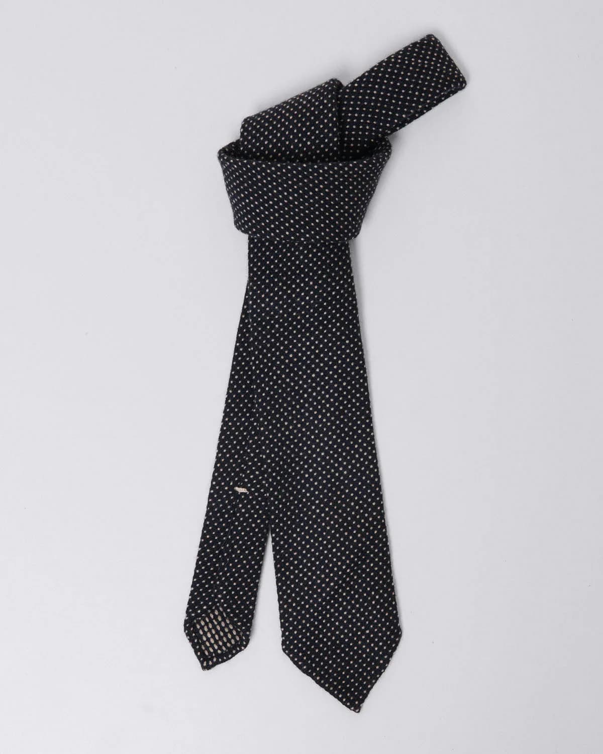 Anversa Wool Tie, Black with White Dots