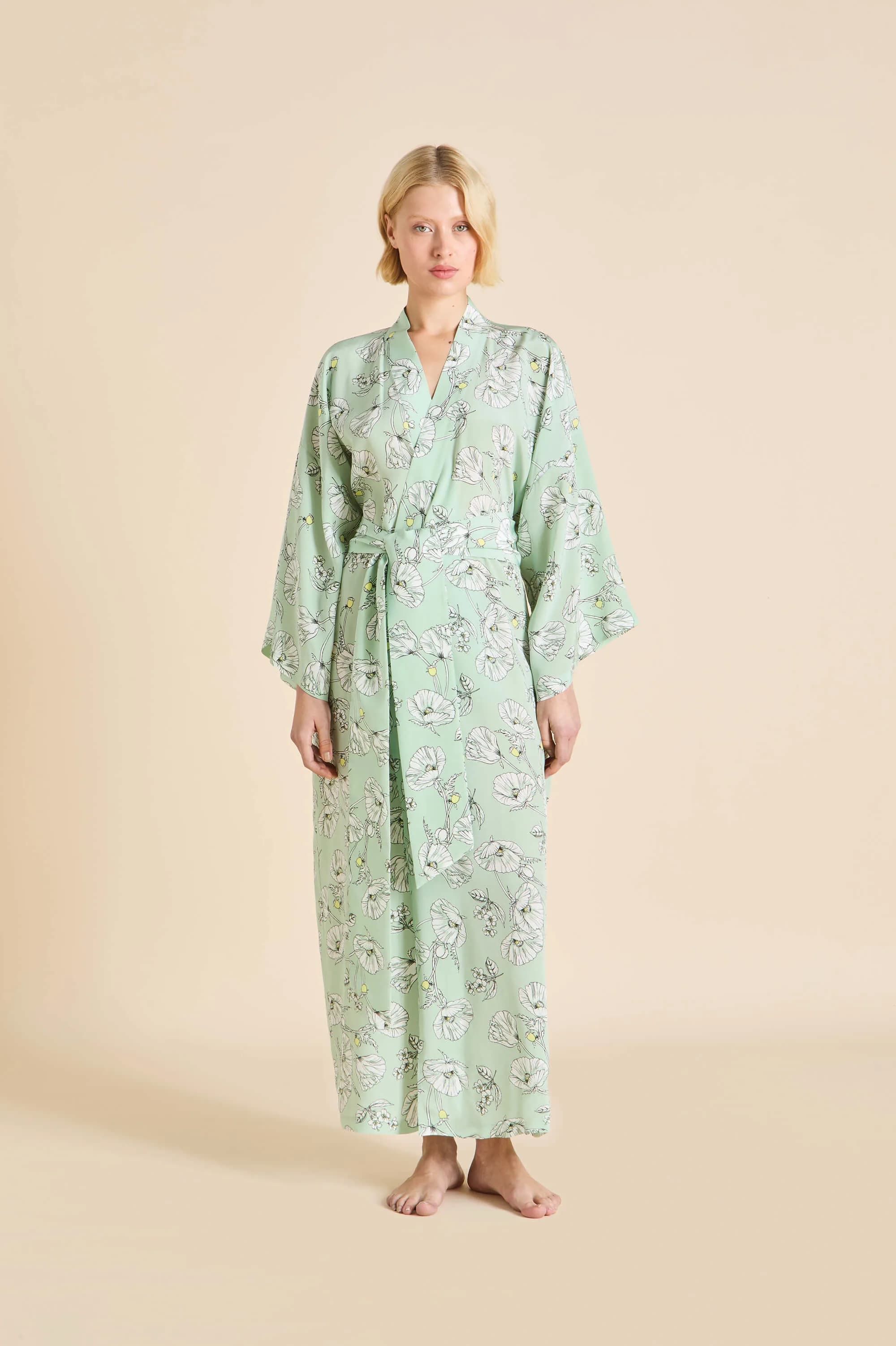 Queenie Delfina Green Floral Robe