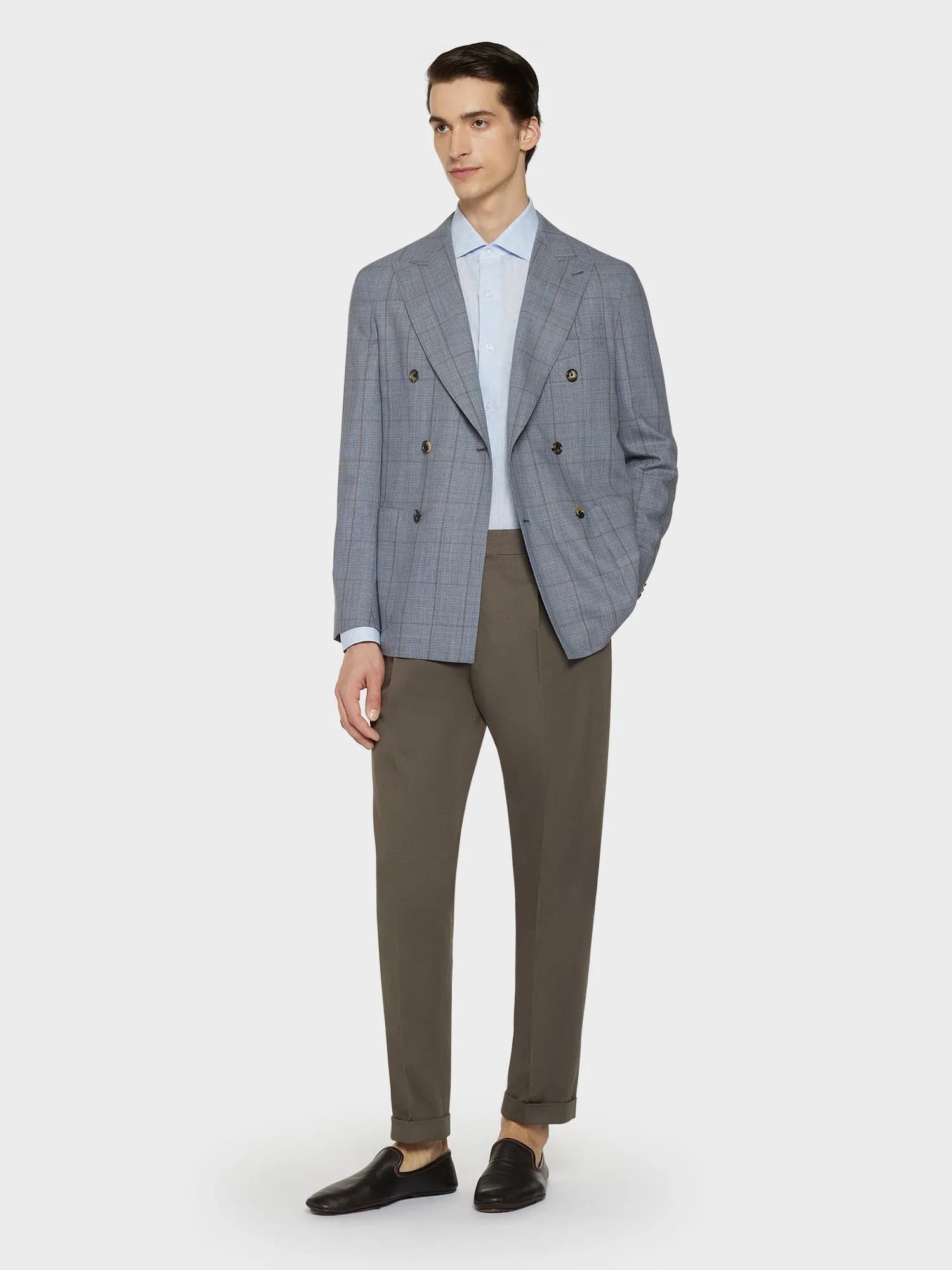 Giacca aida doppiopetto in lana zelander twist glen check