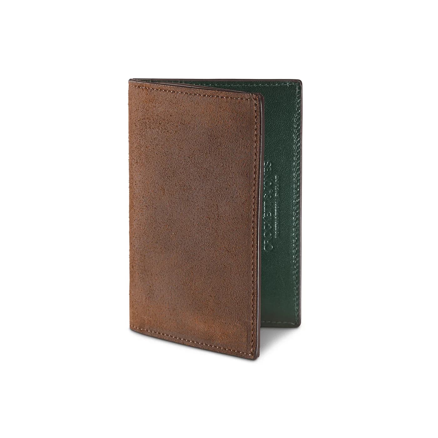 Folded Card Case Dark Brown Rough-out Suede