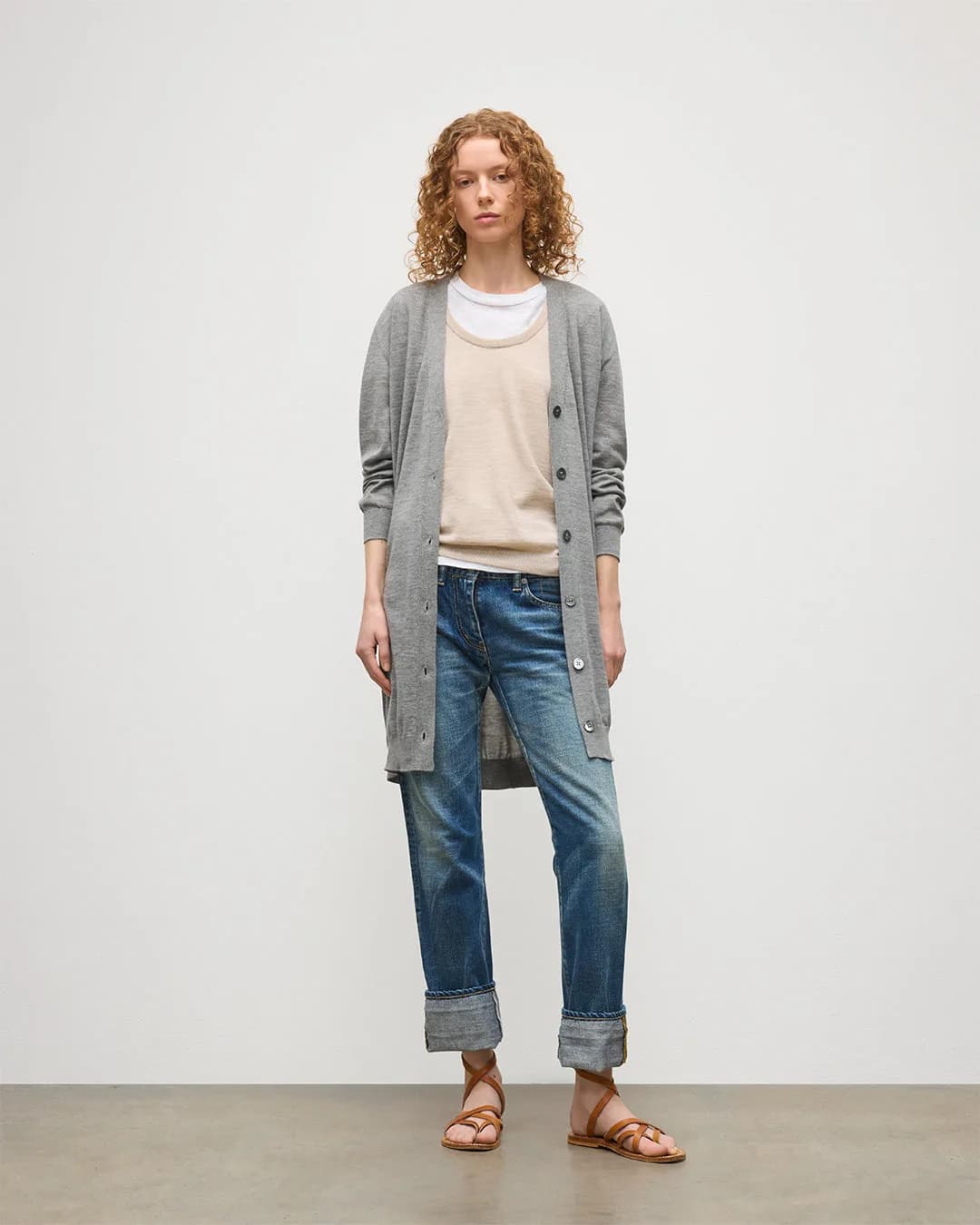 Elise Grey Long Superfine Cashmere Cardigan