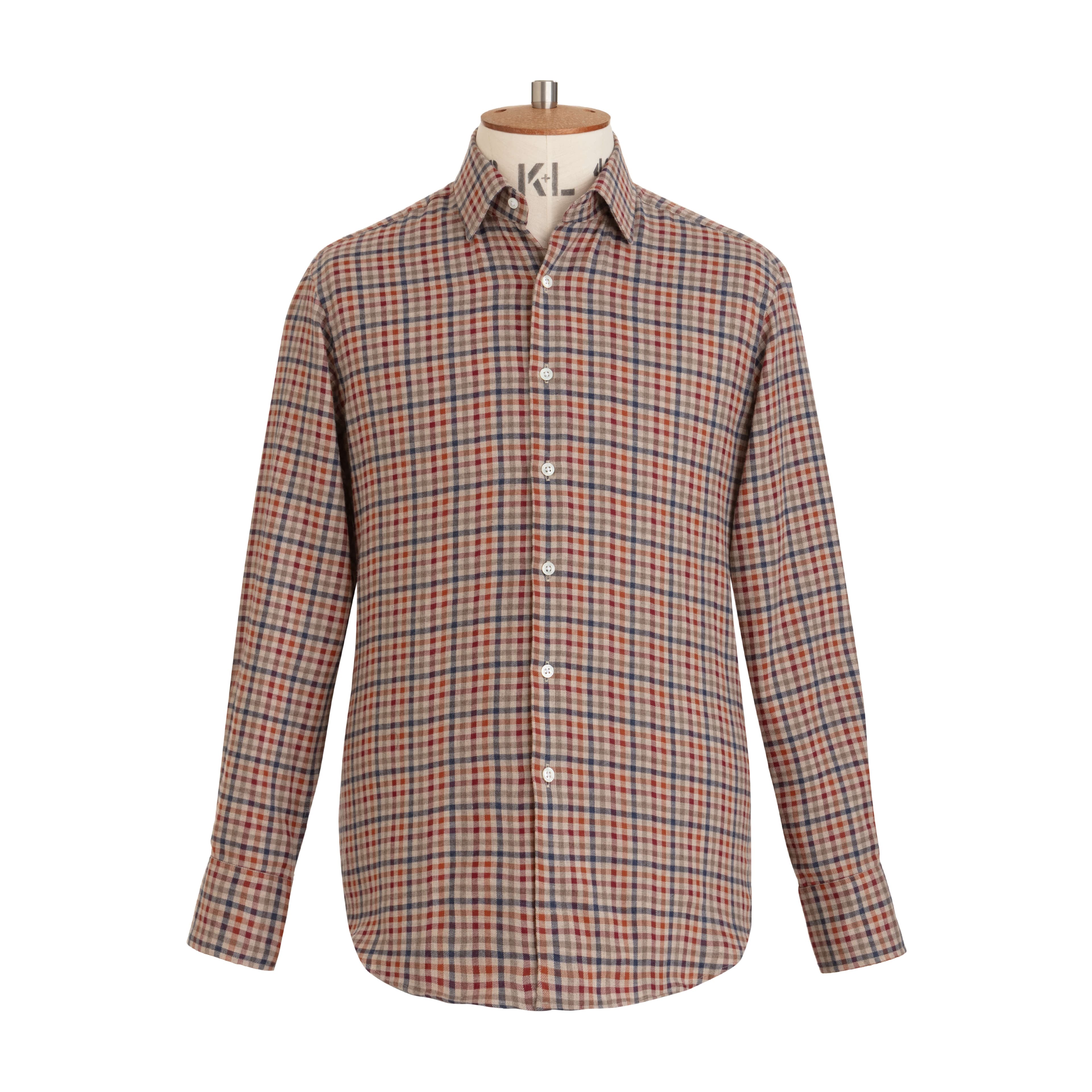 Rust/Blue Gingham Brushed Cotton Shirt