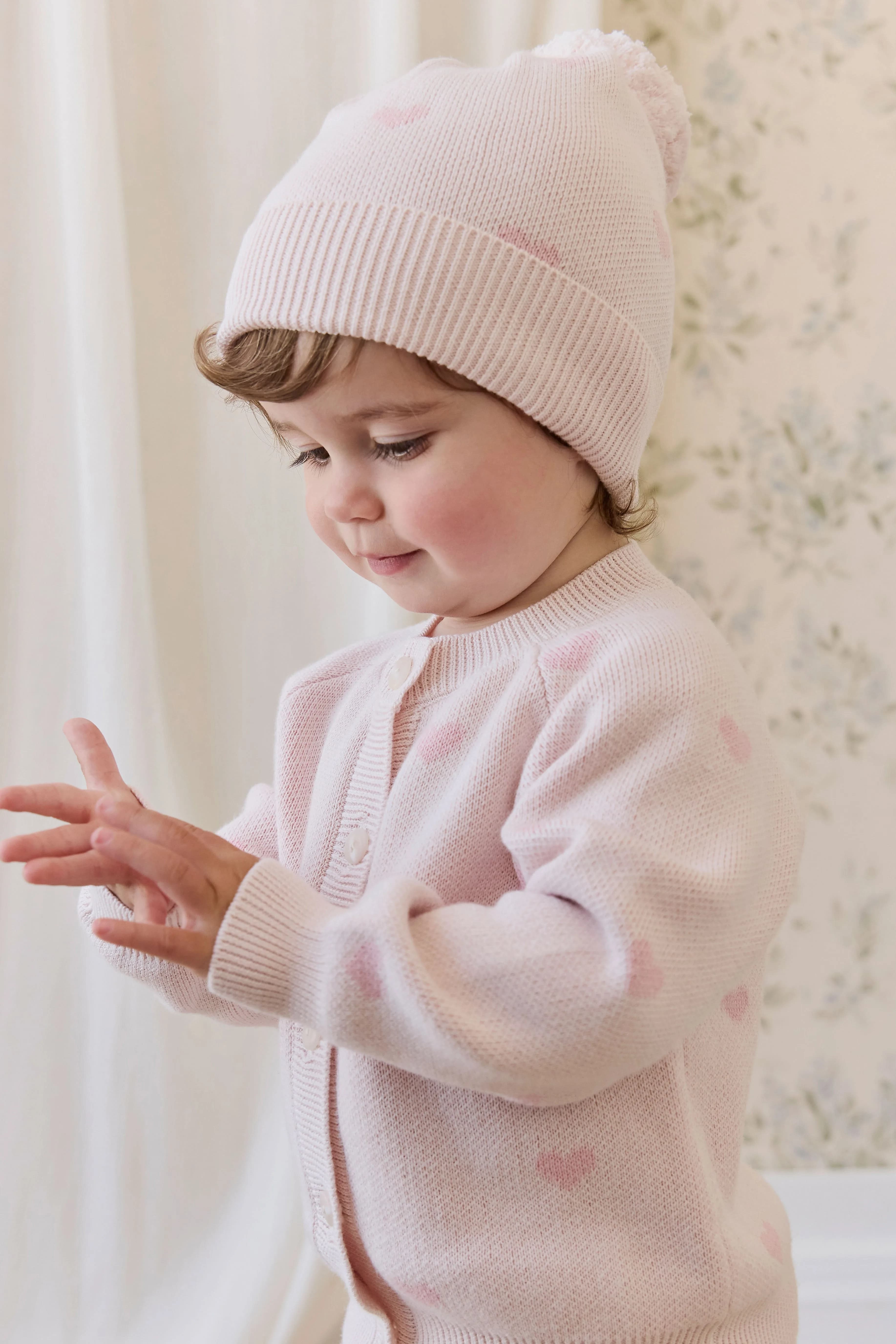 Kate Cardigan Heart Jacquard Cotton Candy