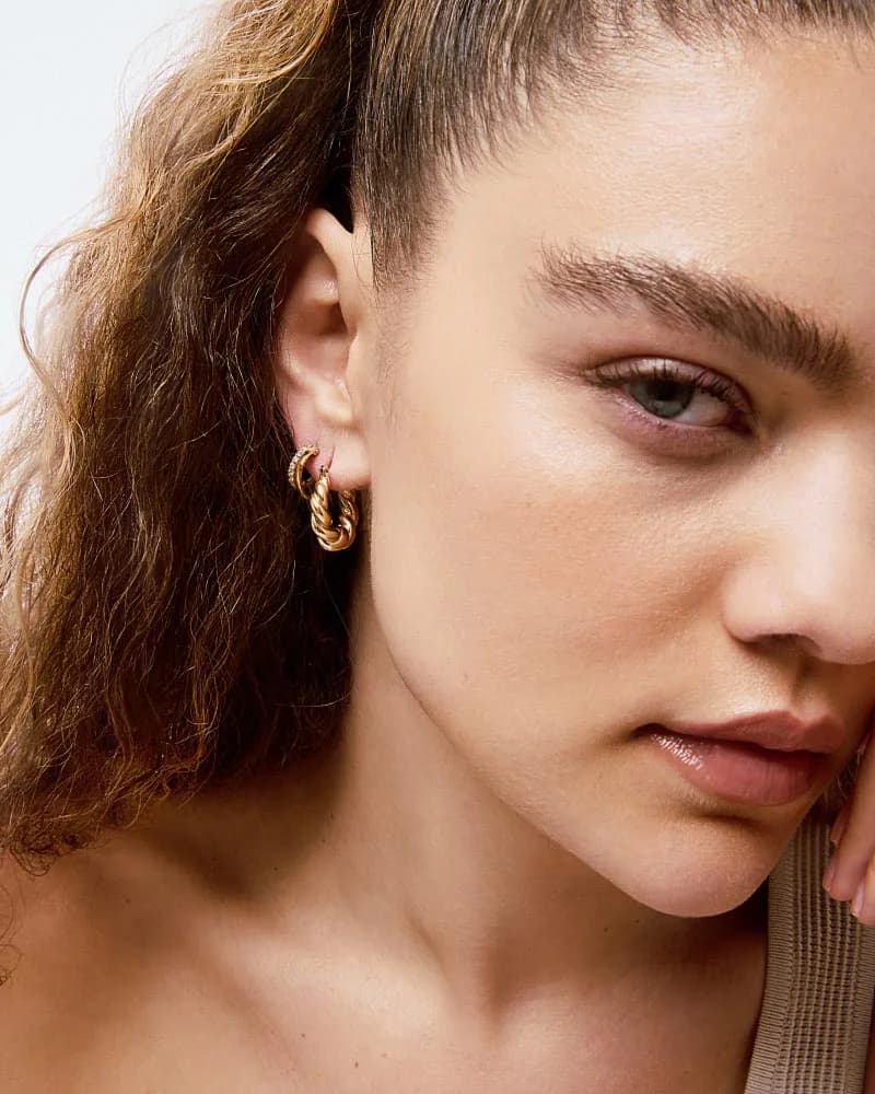 Double Hoop Earrings with Cubic Zirconia