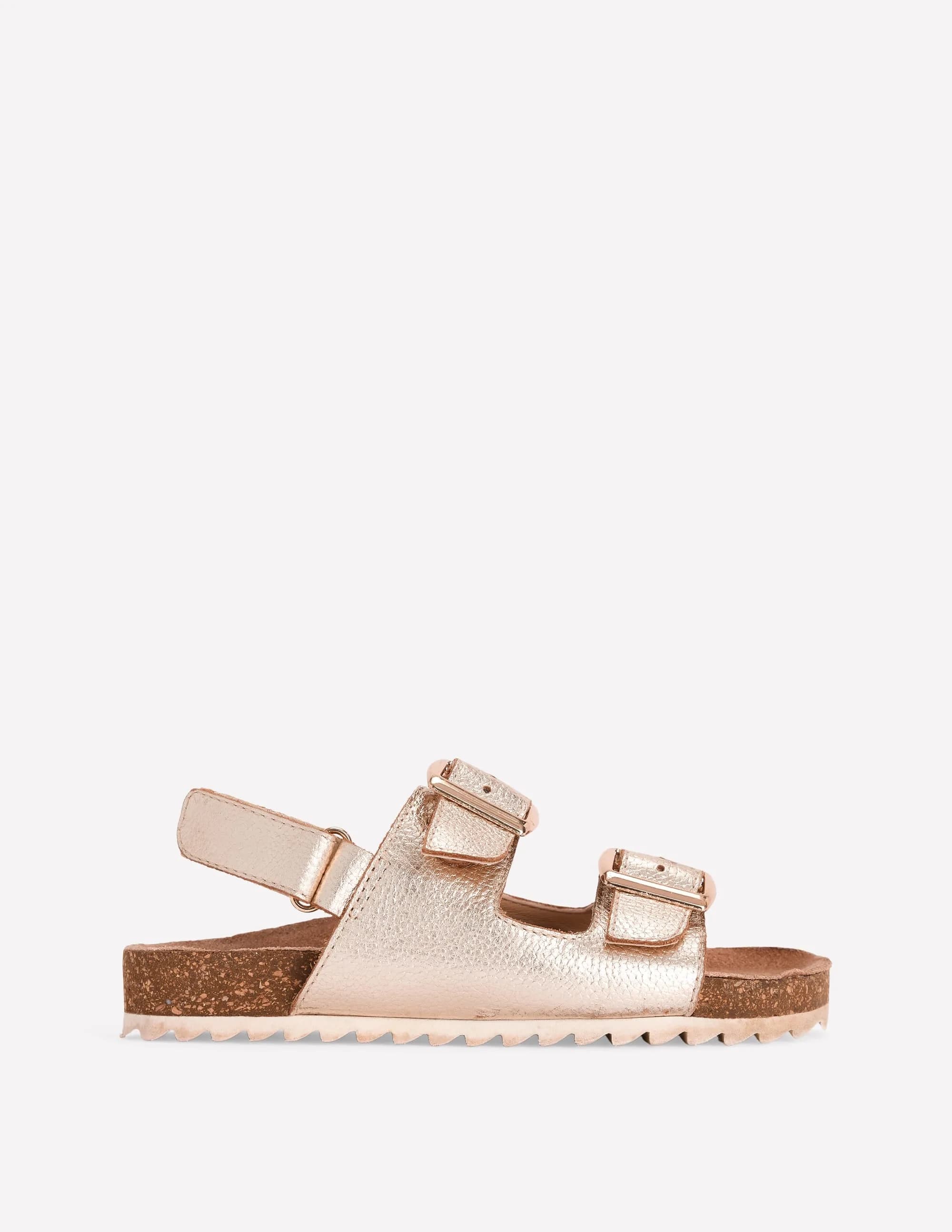 Metallic Double Strap Sandals