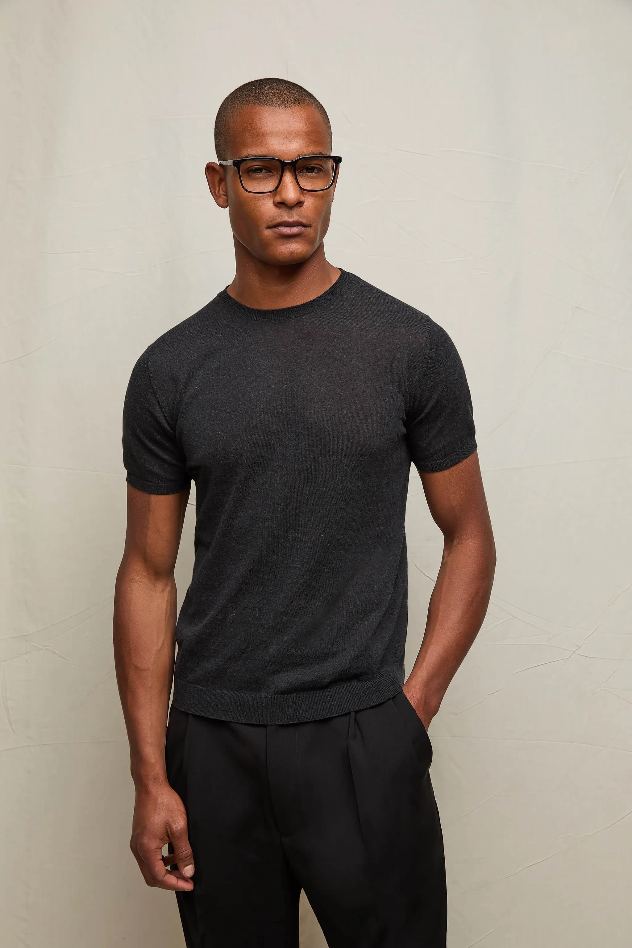 Maglia Manica Corta in Cotone Nera