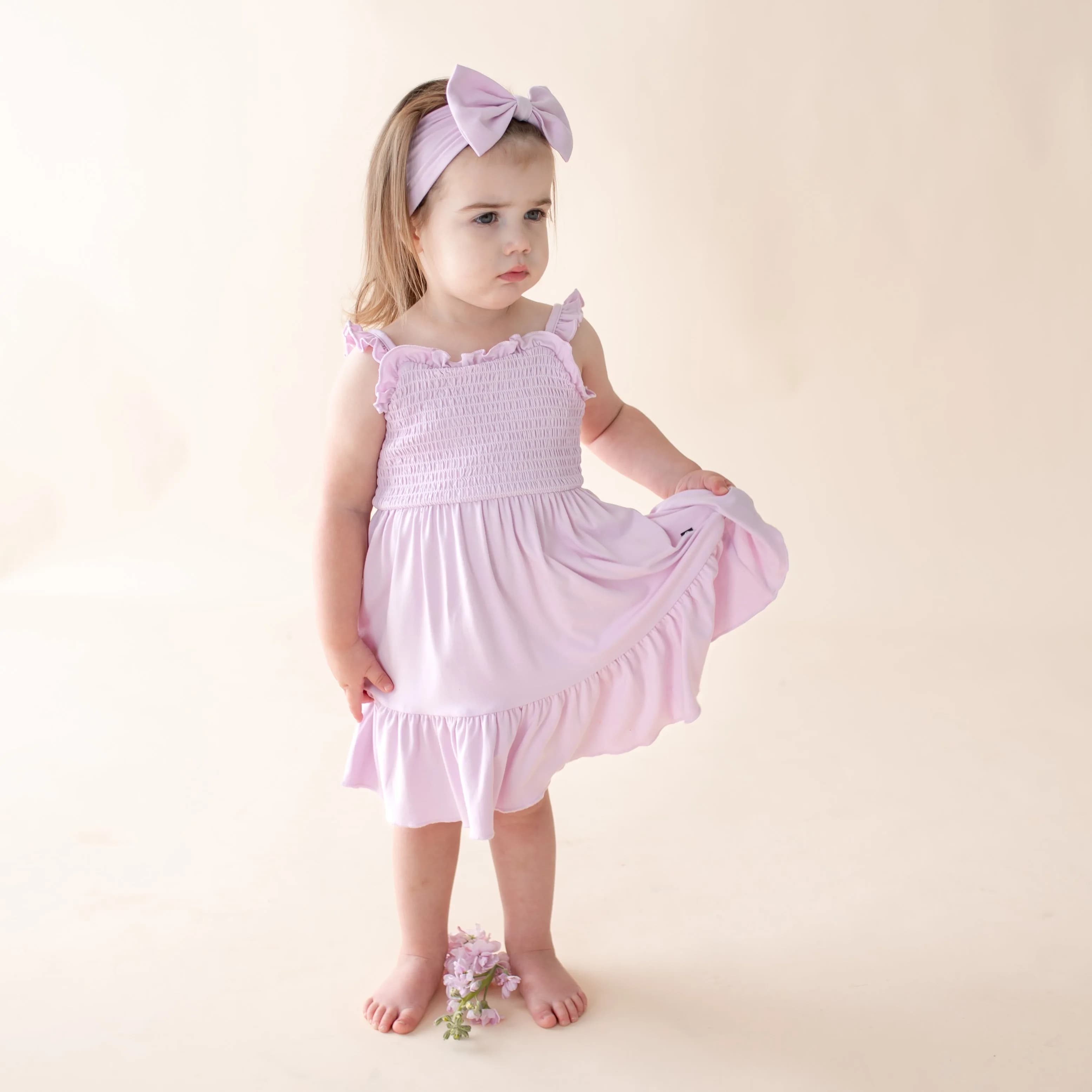 Smocked Dress in Thistle