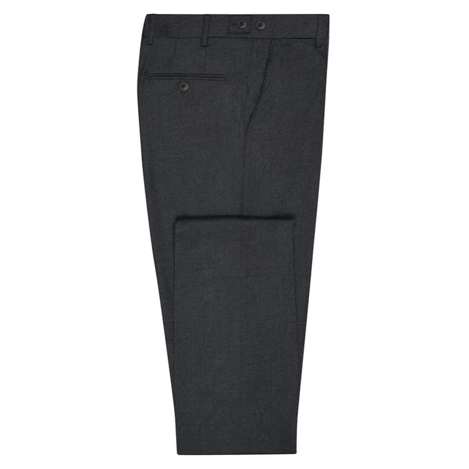 Tinker Flat Front Flannel Trousers - Dark Grey