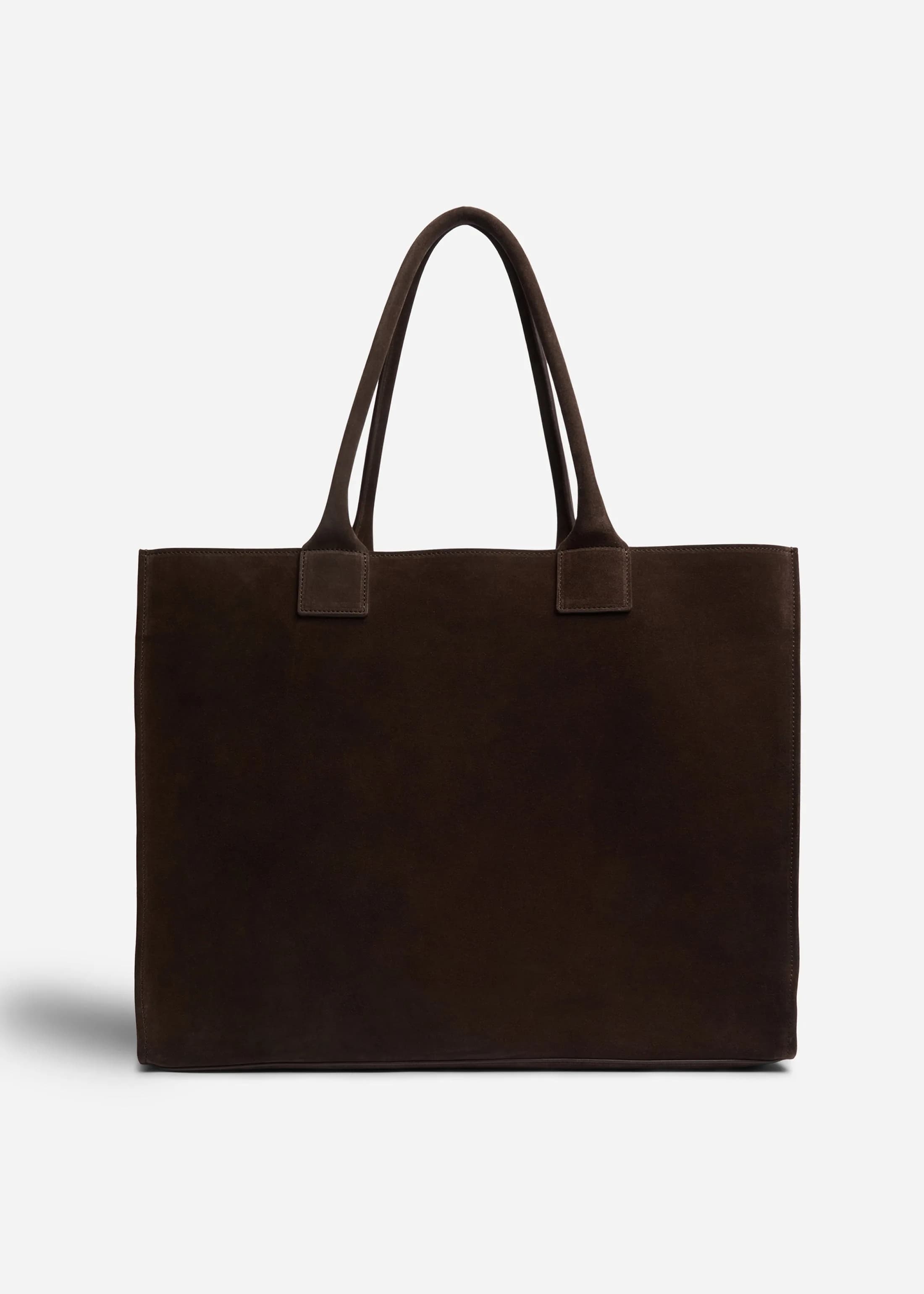 Large Tote Bag in Suede - Chocolate