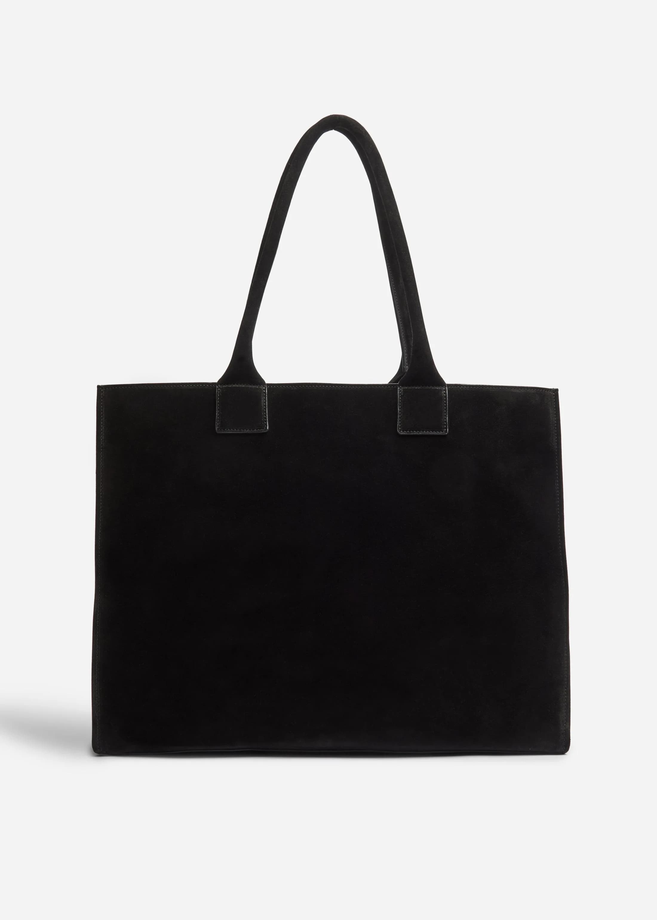 Large Tote Bag in Suede - Black