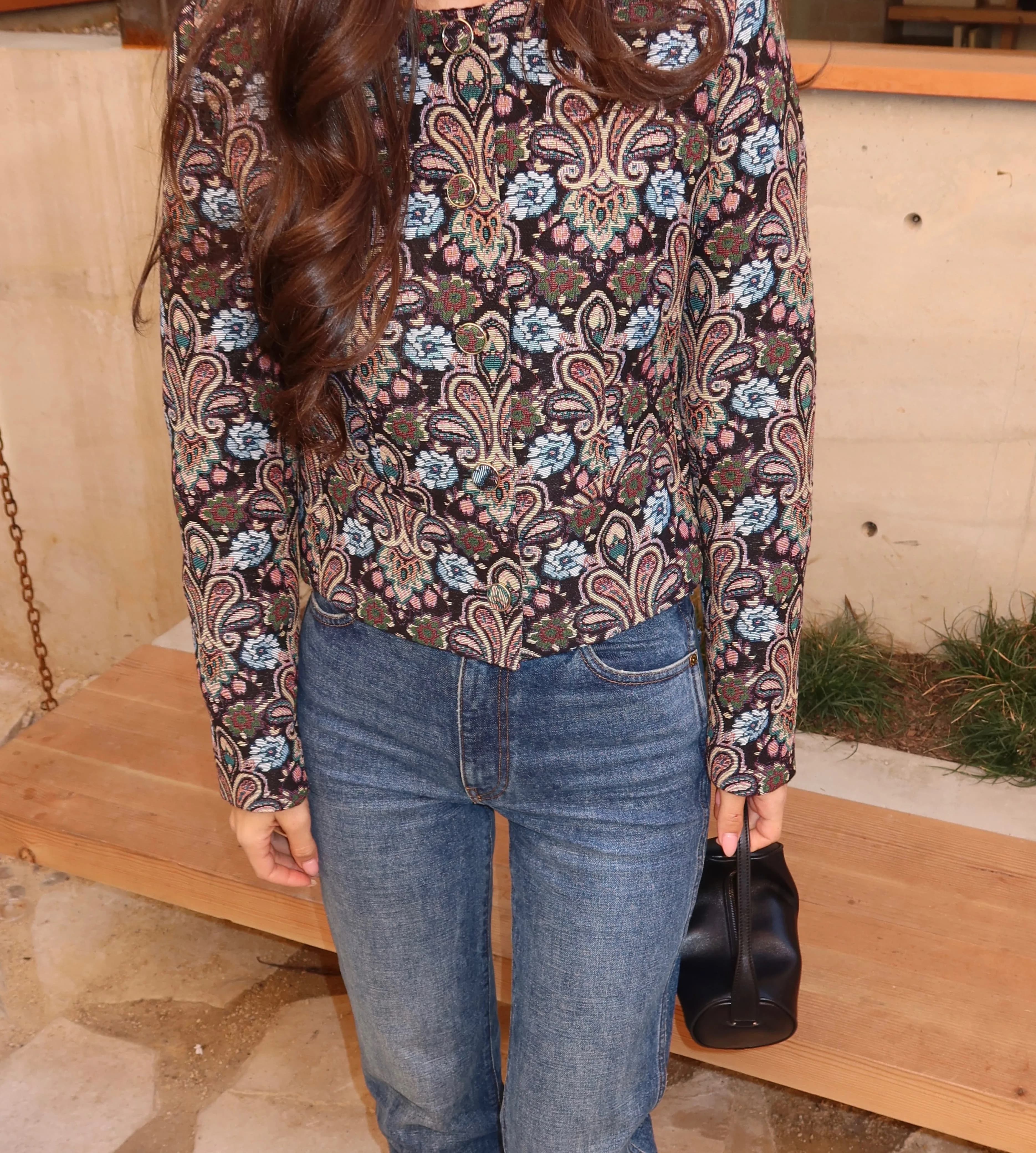 Virginia Jacket - Black Tapestry Fleur Brocade