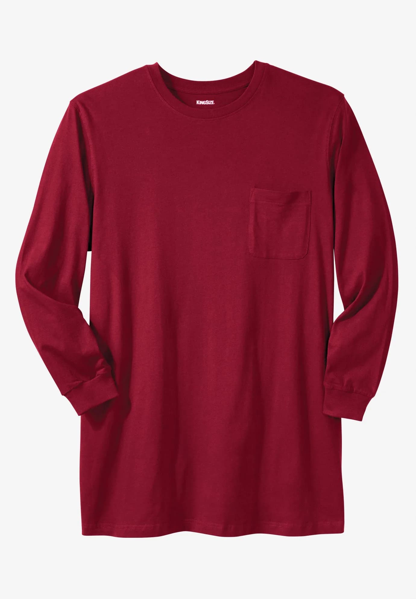 Shrink-Less Lightweight Longer-Length Long-Sleeve Crewneck Pocket Tee