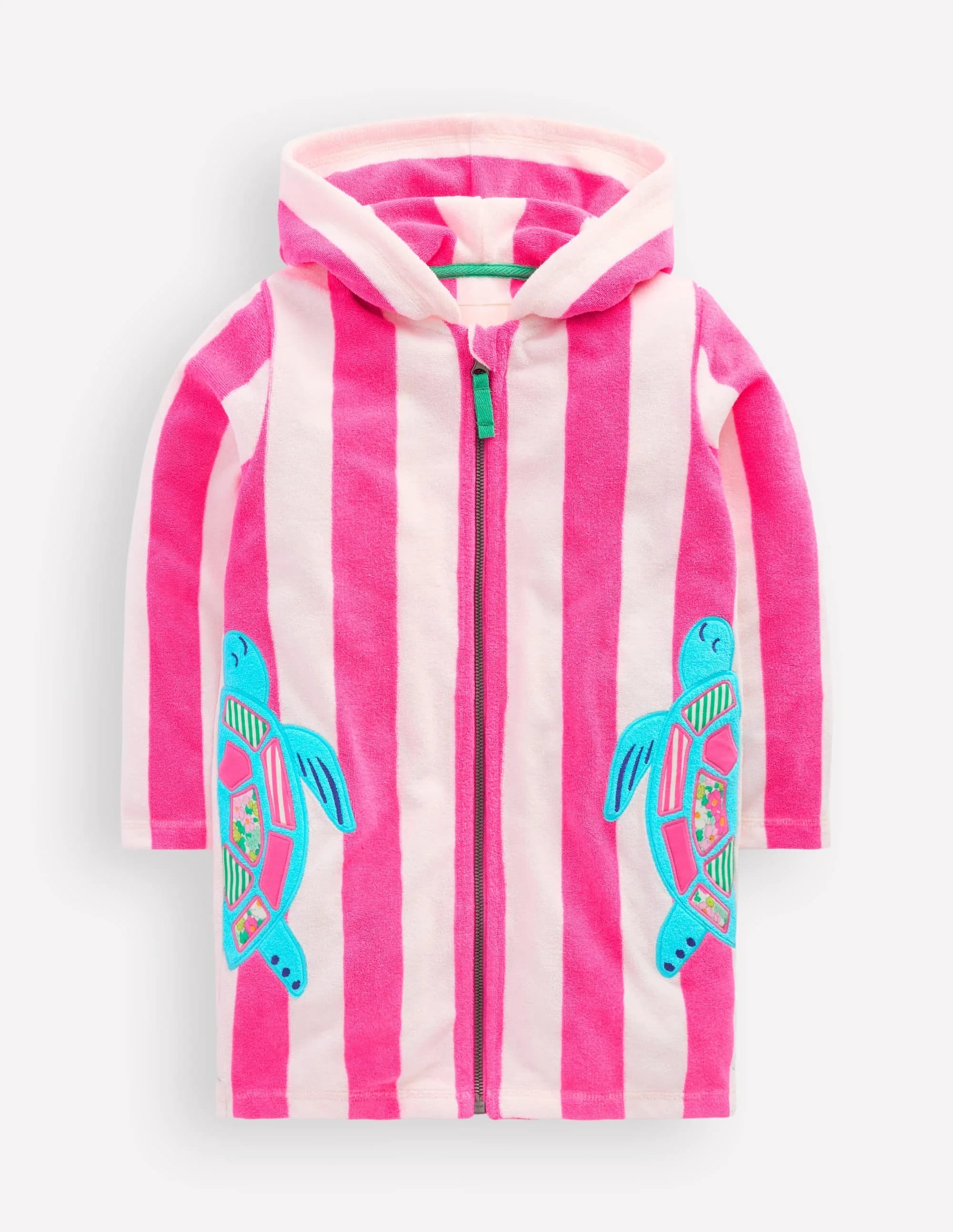 Fun Romie Towelling Zip-up-sorbet Pink Turtles