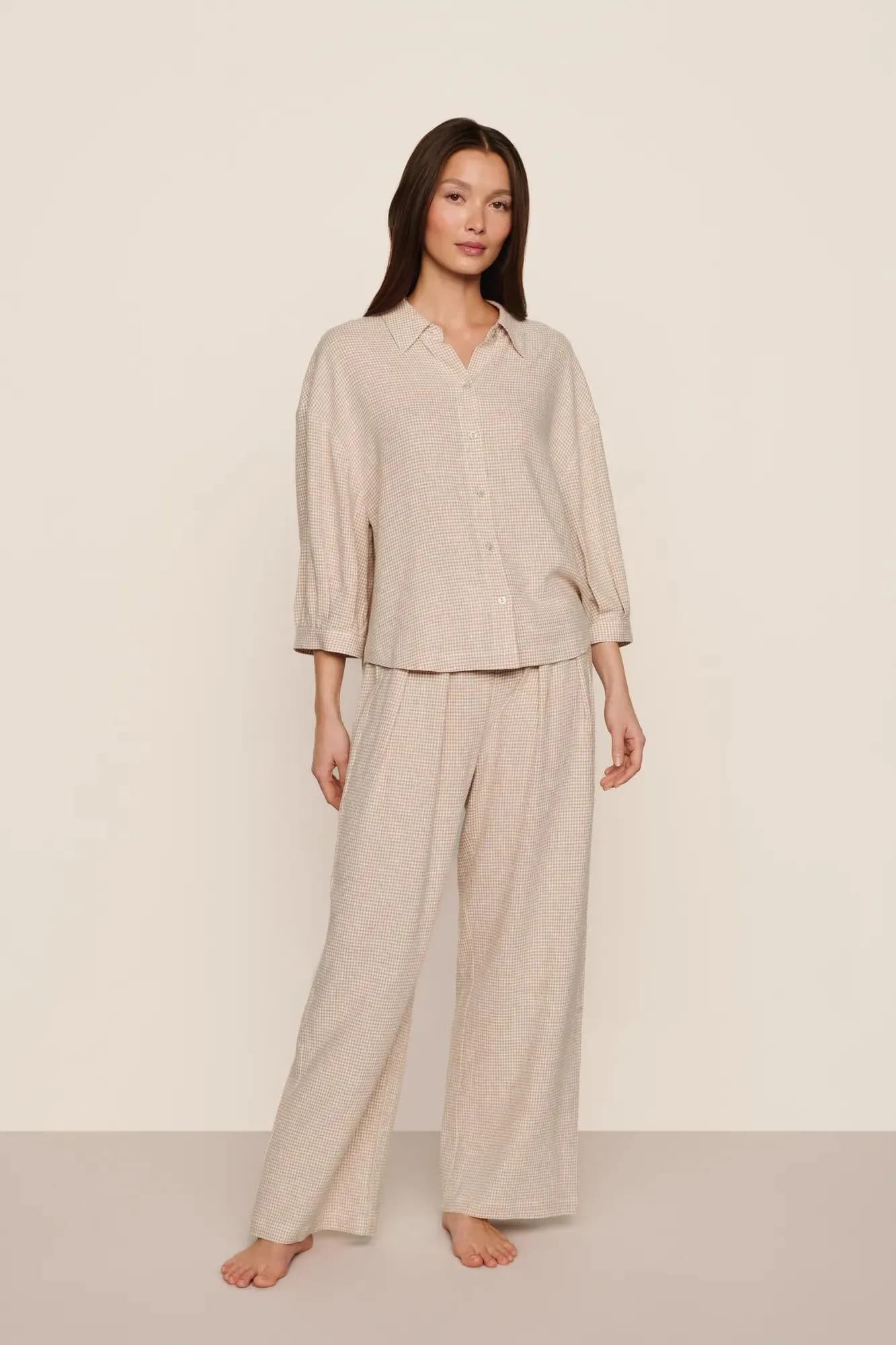 Linen Blend Relaxed Quarter Sleeve Top