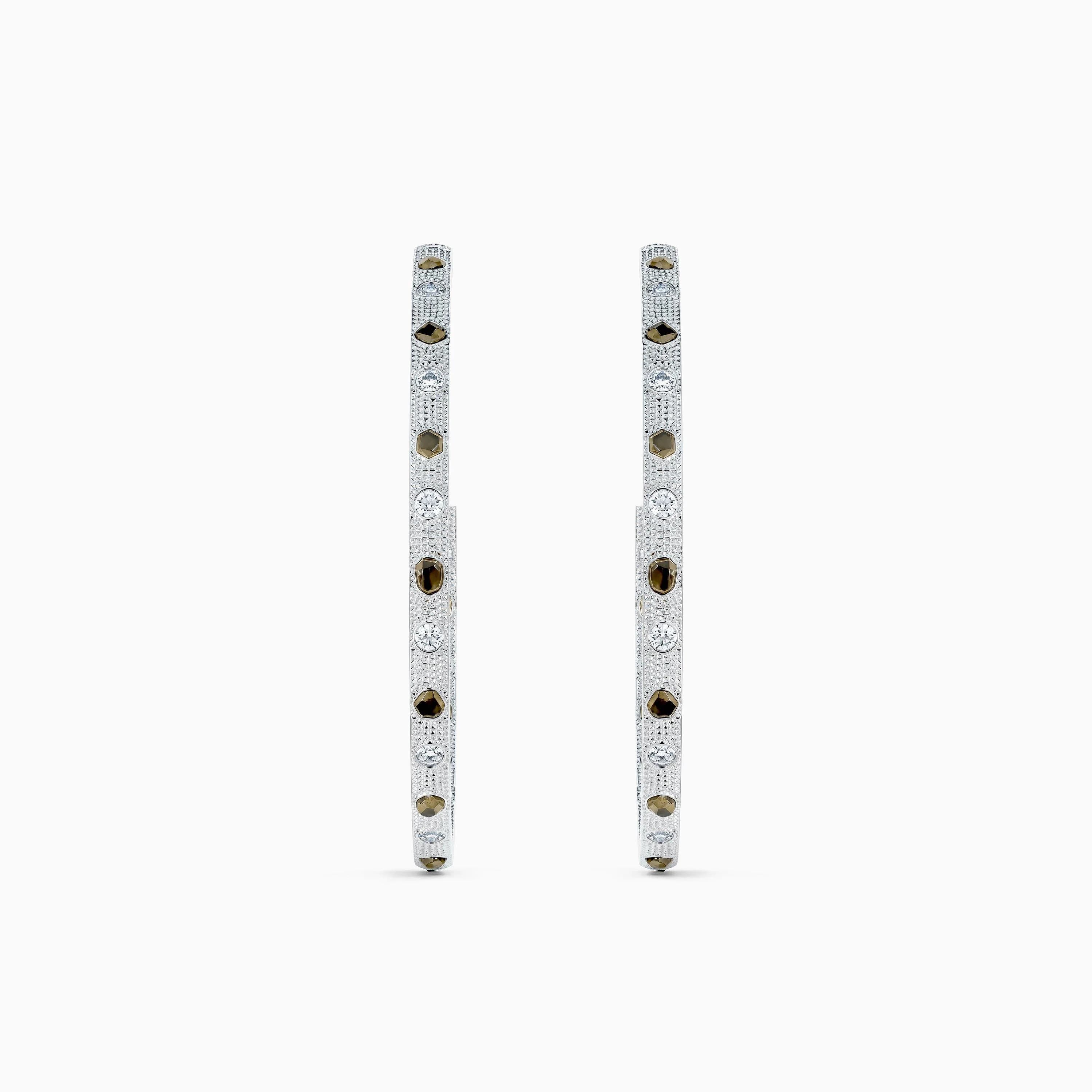 Talisman Hoop Earrings in White Gold