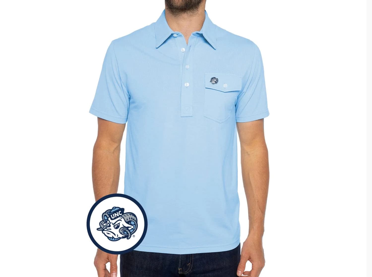 Coach's Performance Players Shirt - Tarheel Head - Lt. Blue