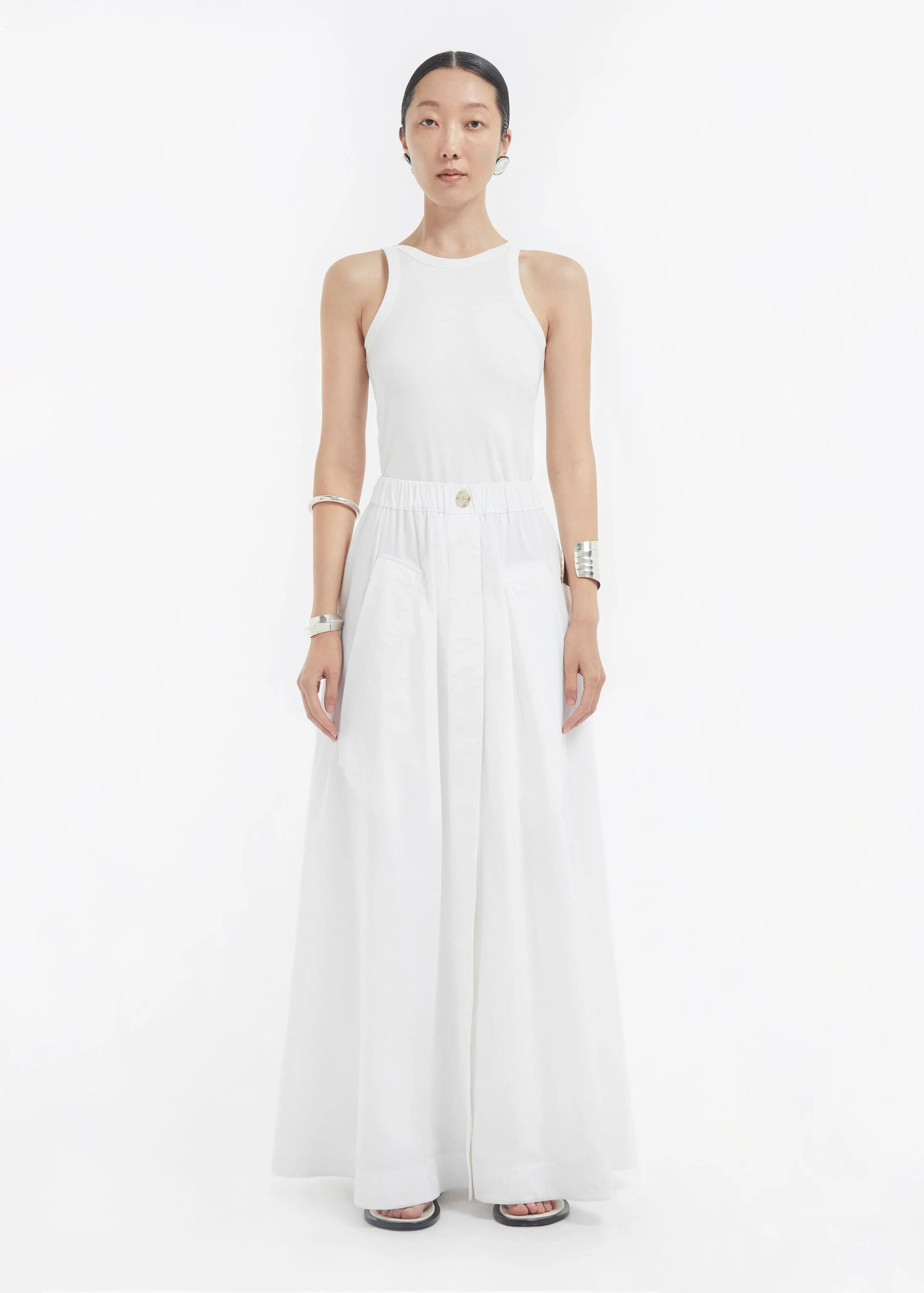 Parachute Skirt in Cotton Sateen - White