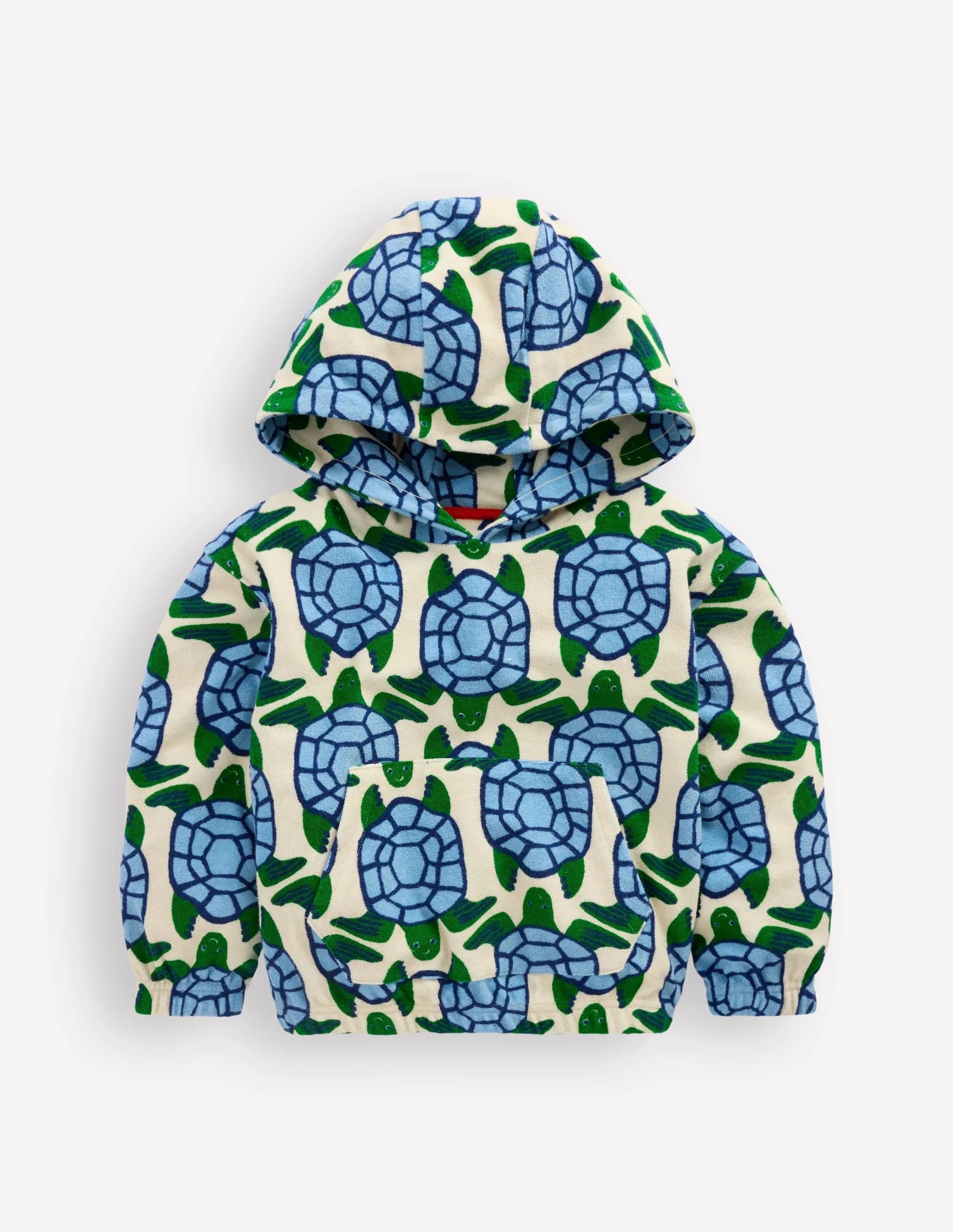 Towelling Pop-over Hoody-parchment Turtles Geo