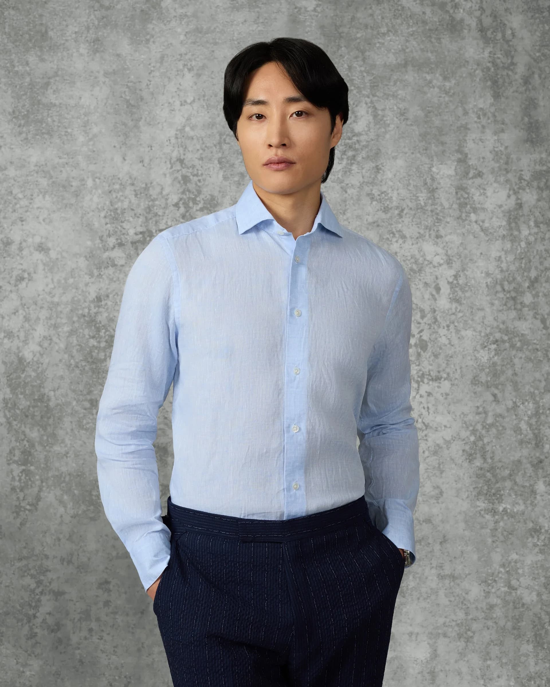 Dixon Linen Shirt Pale Blue