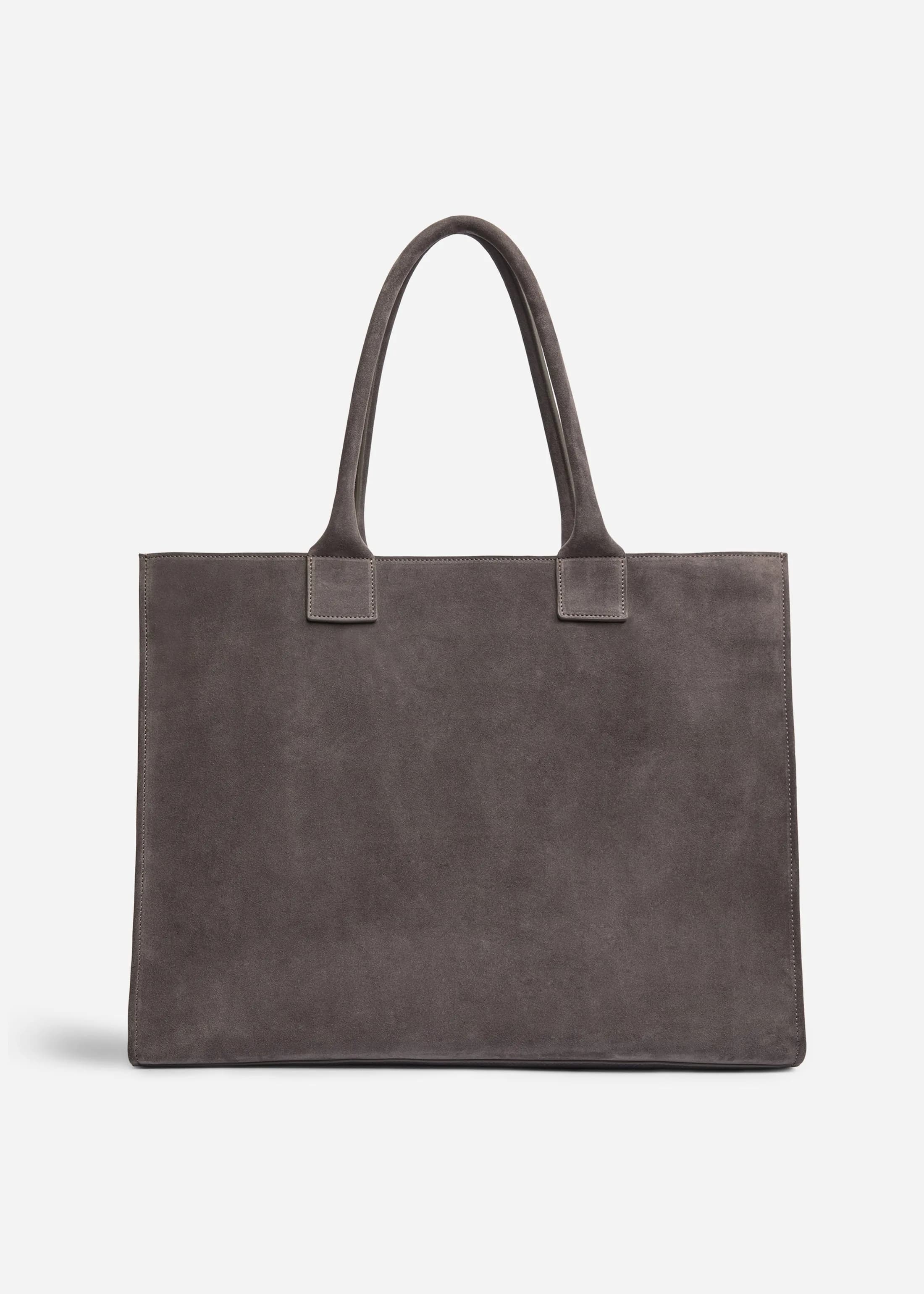 Large Tote Bag in Suede - Grey