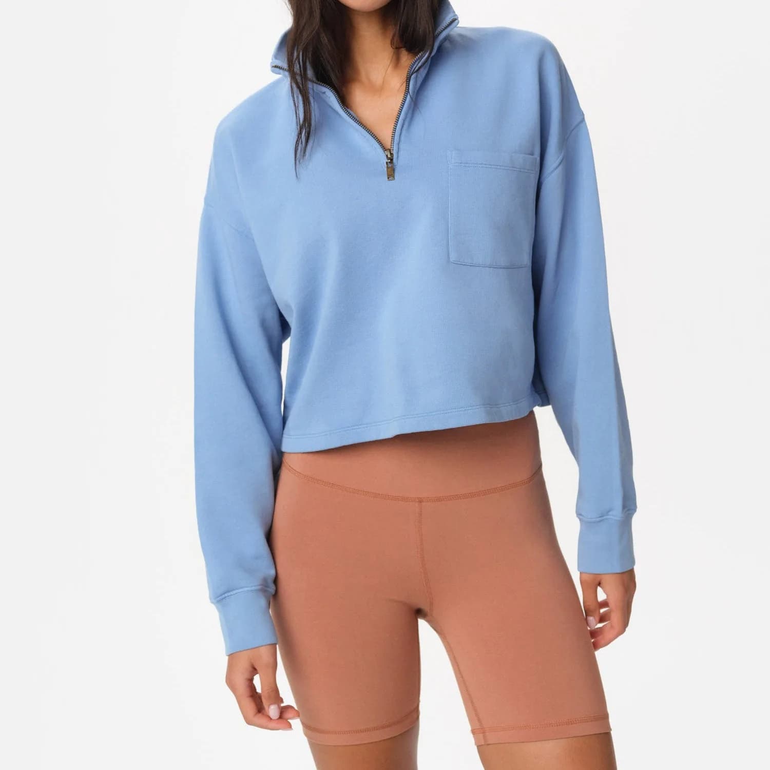 Organic Fleece Cropped Half-Zip Sweatshirt