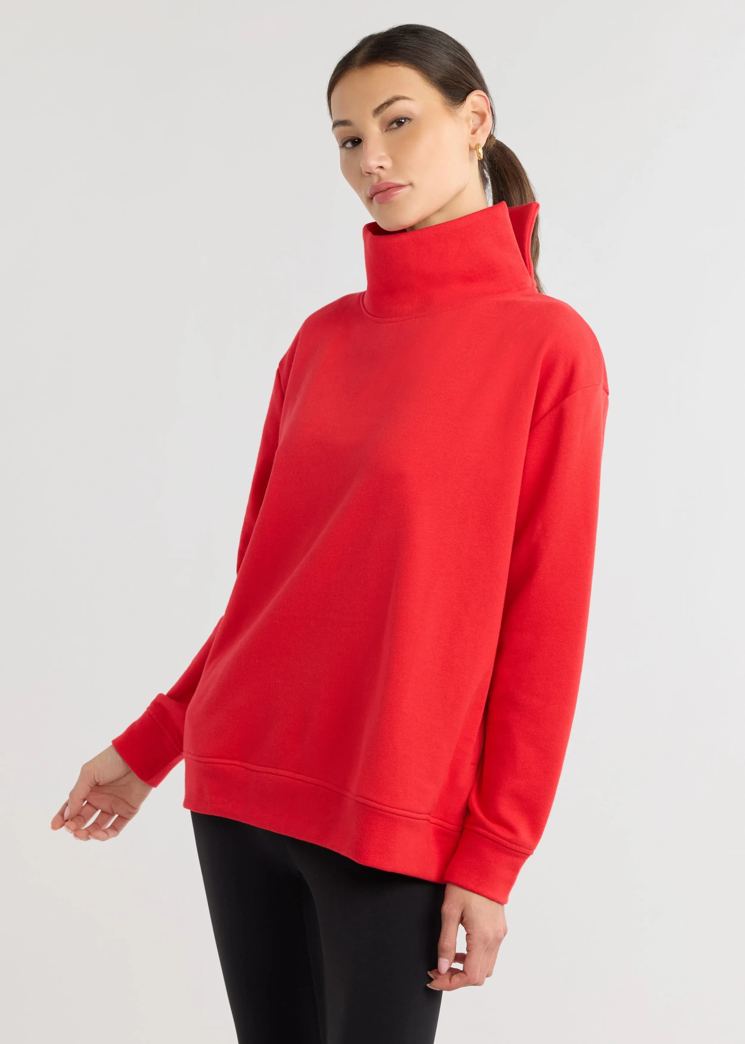 Blair Turtleneck in French Terry (Cherry Red)